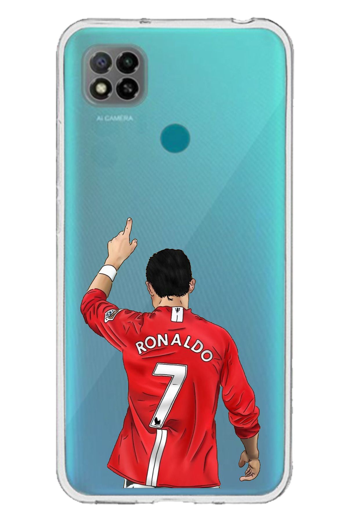 TechTree Redmi 9C / 10A Uyumlu C. Ronaldo Forma Tasarımlı Şeffaf Silikon Kılıf