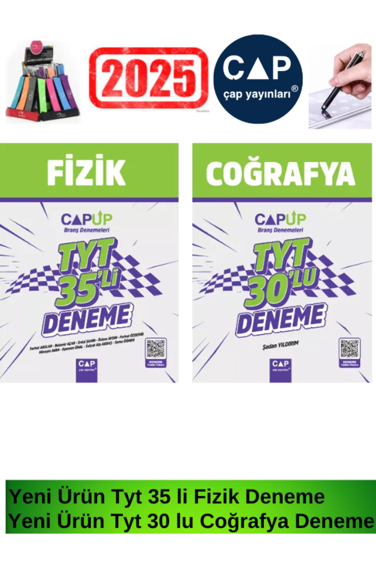 Çap Yayınları Çap Up 2025 Tyt Fizik35-Coğrafya30 lu  Branş Deneme Seti+Kalem+Lastikli Kalemlik