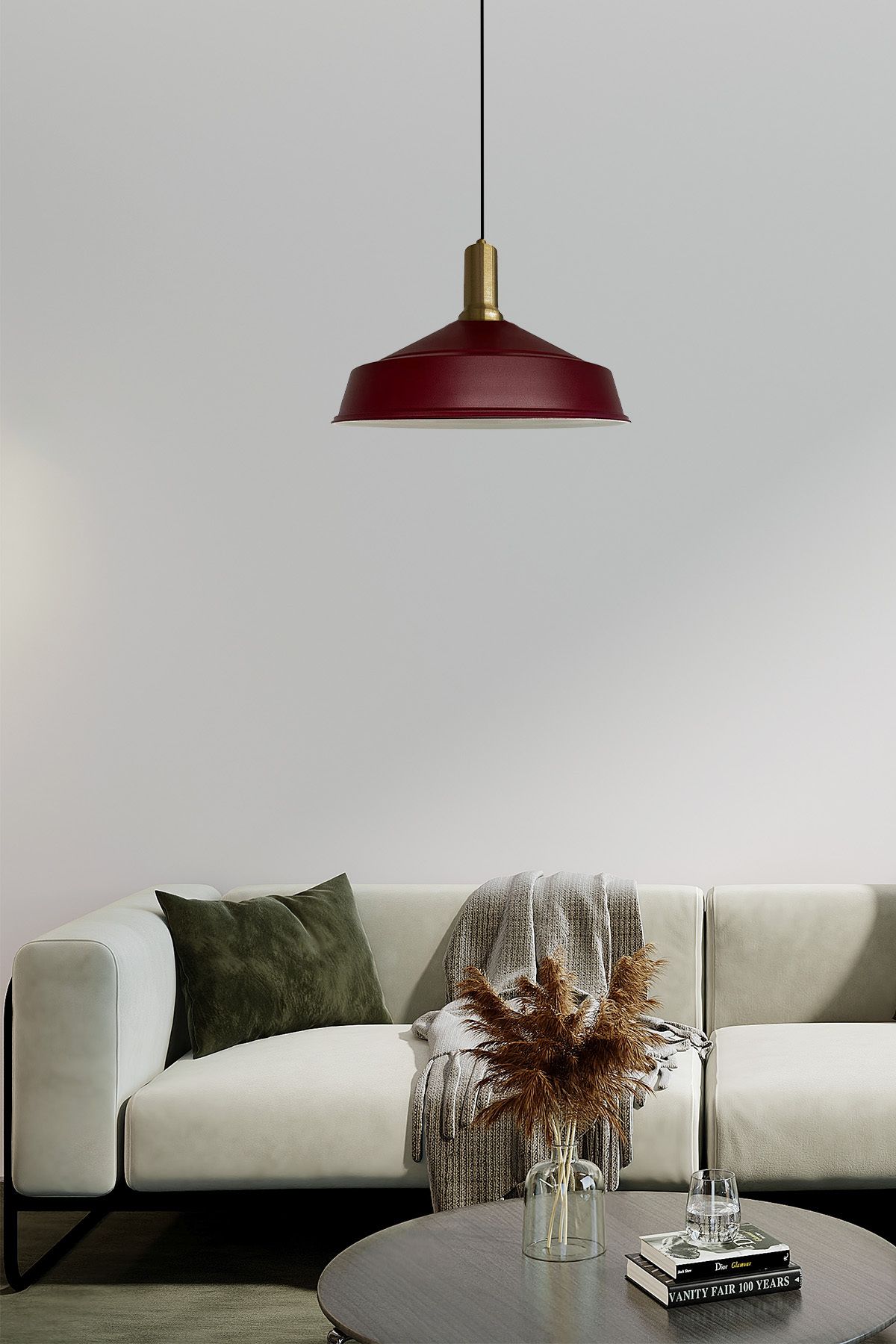 Bamyum-Asletl 40 cm Hängelampe Metall E27 Burgundisch 5