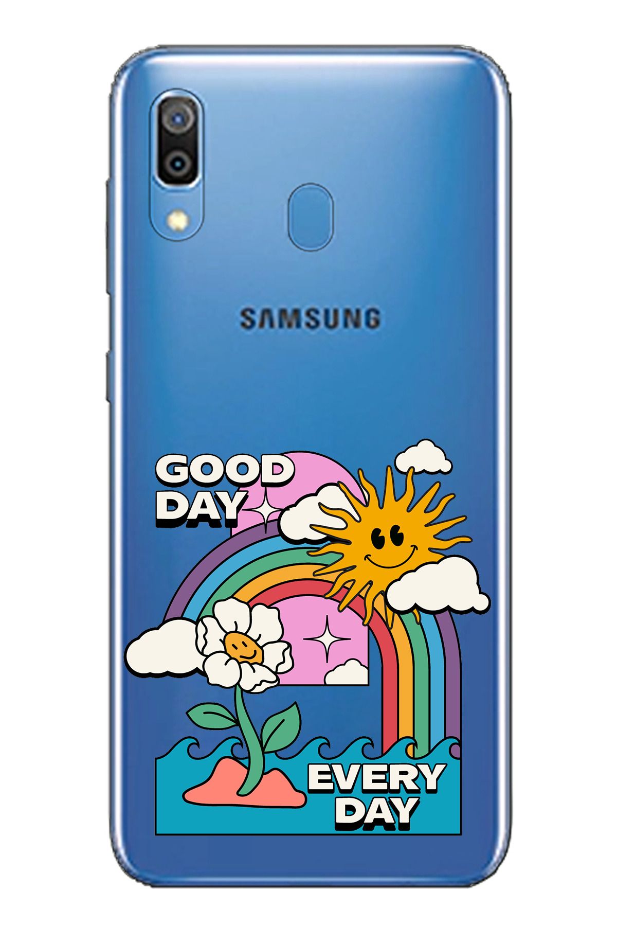 TechTree SAMSUNG Galaxy A20 / A30 Uyumlu Good Day Every Day Tasarımlı Şeffaf Silikon Kılıf