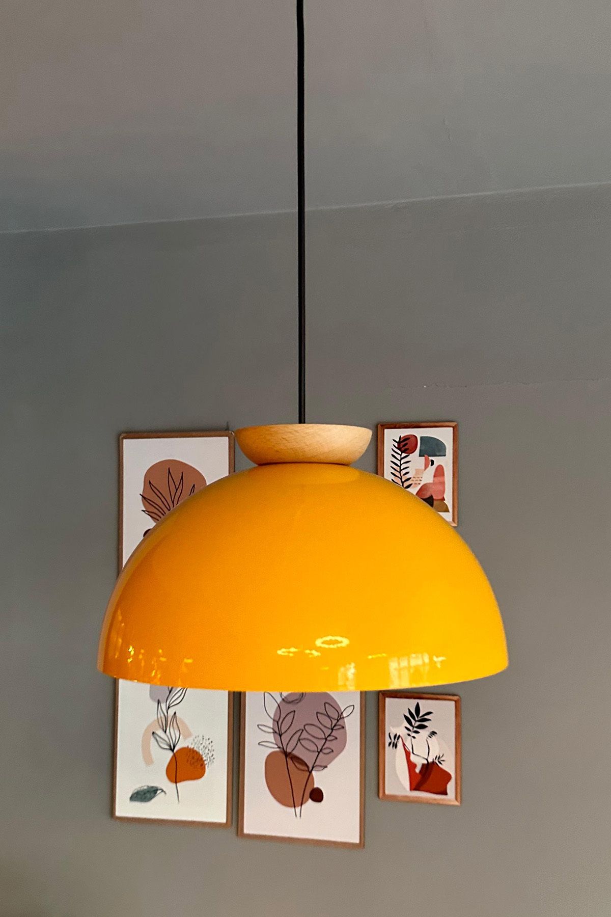 Bamyum-Yimpi Küchenlampe Hängend Vintage Ø30 cm, Hängelampe Küche Gelb 3