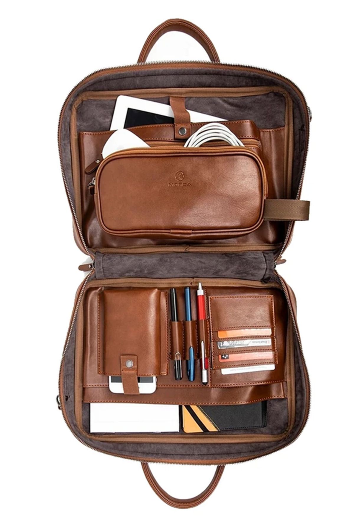 MORCA-حقيبة كمبيوتر محمول مقاس 13 بوصة و14 بوصة باللون البني الداكن لجهاز Macbook Organizer 5