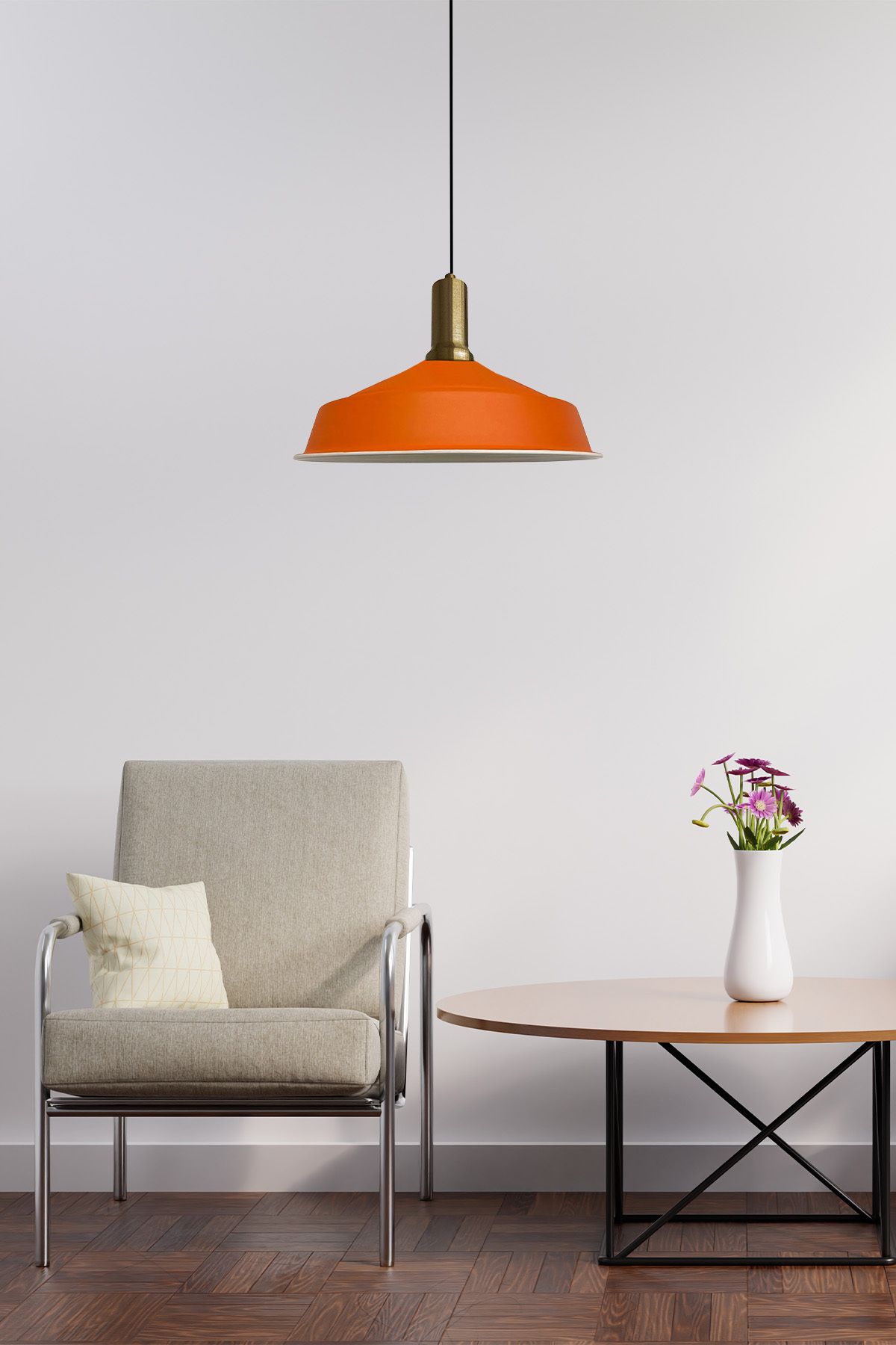 Bamyum-Asletl 40 cm Hängelampe Metall E27 Orange 4