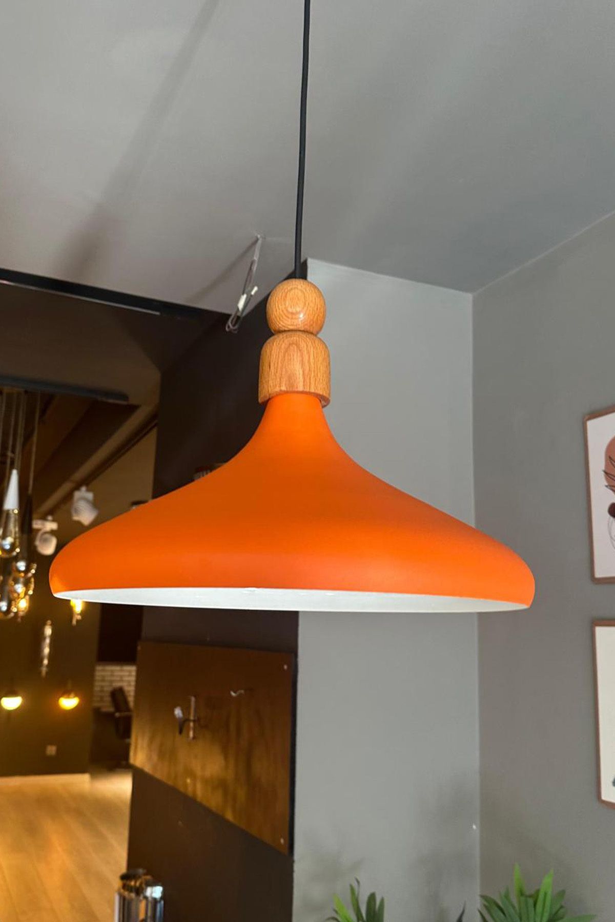 Bamyum-Champion 35 cm Hängelampe Metall E27 Orange 4