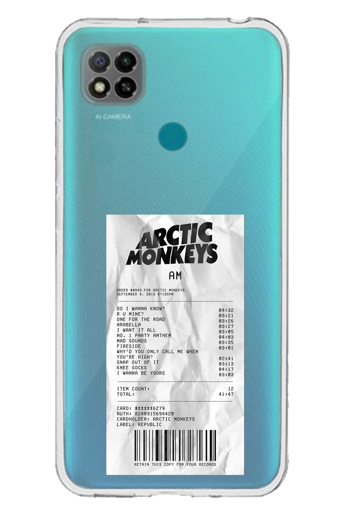 TechTree Redmi 9C / 10A Uyumlu Arctic Monkeys Tasarımlı Şeffaf Silikon Kılıf