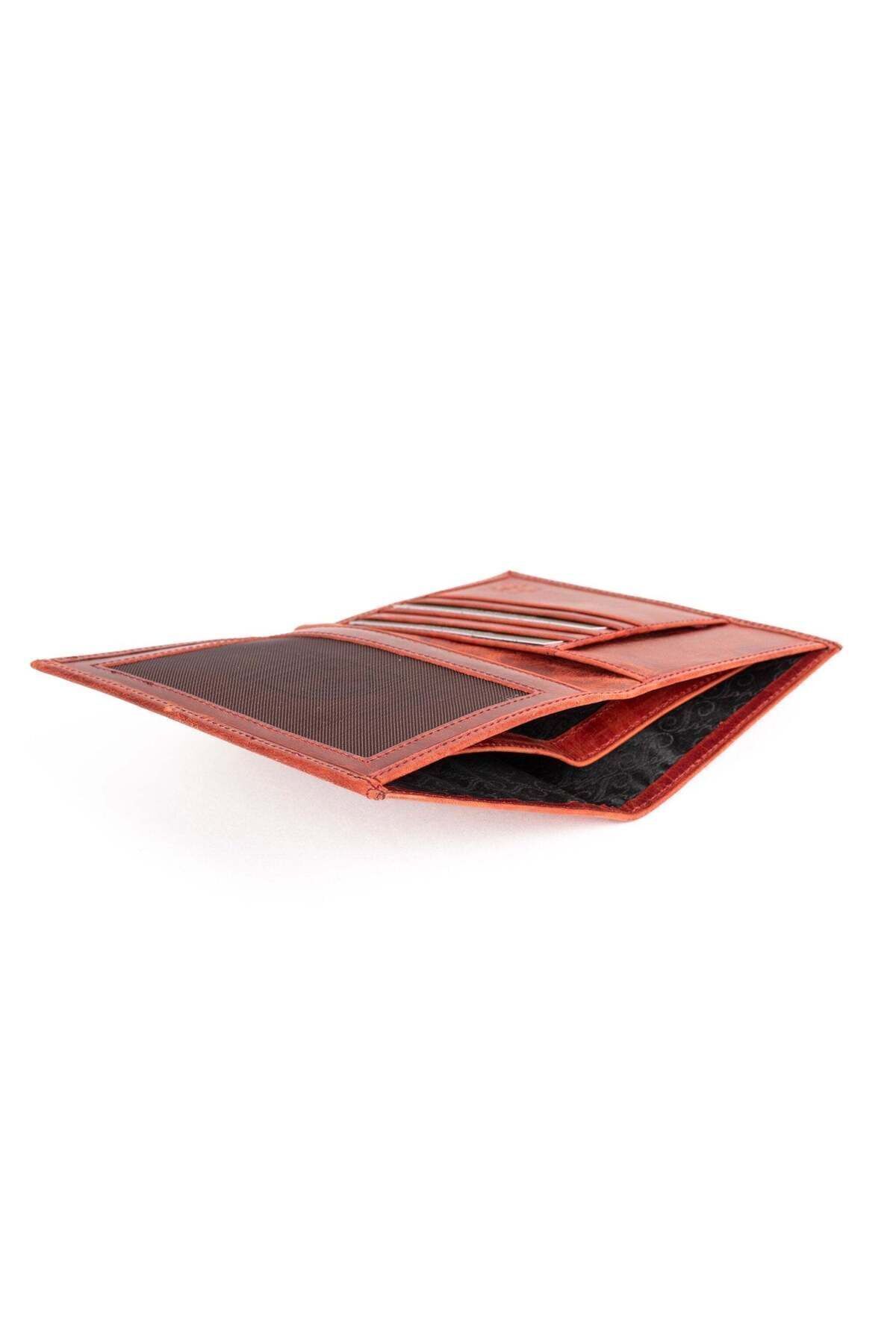 Ignis Craft-Red Genuine Leather Rfid Passport Wallet - Minimalist Voyager Carnelian 6