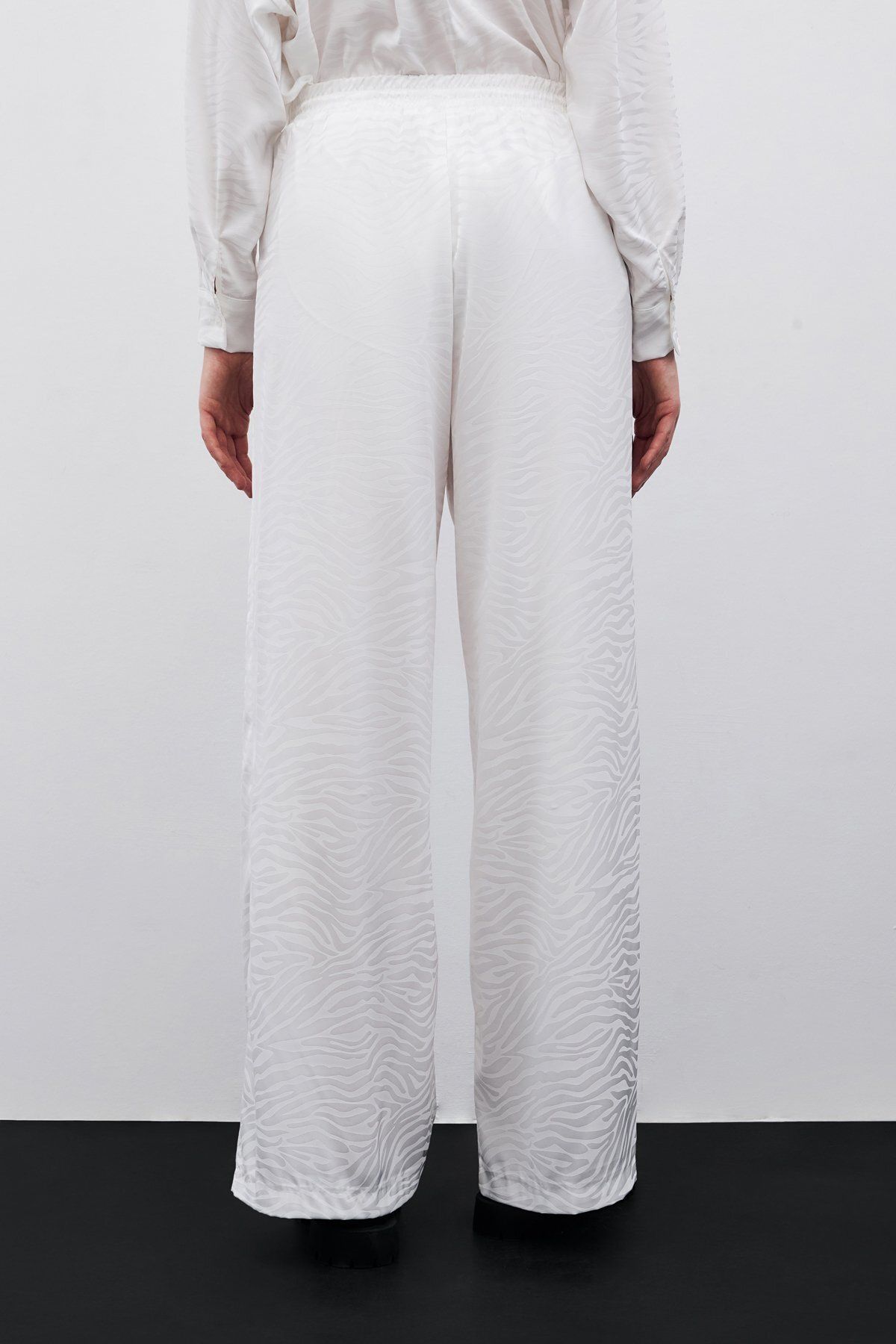 Zebra Desenli Salaş Pantolon - EKRU - 5