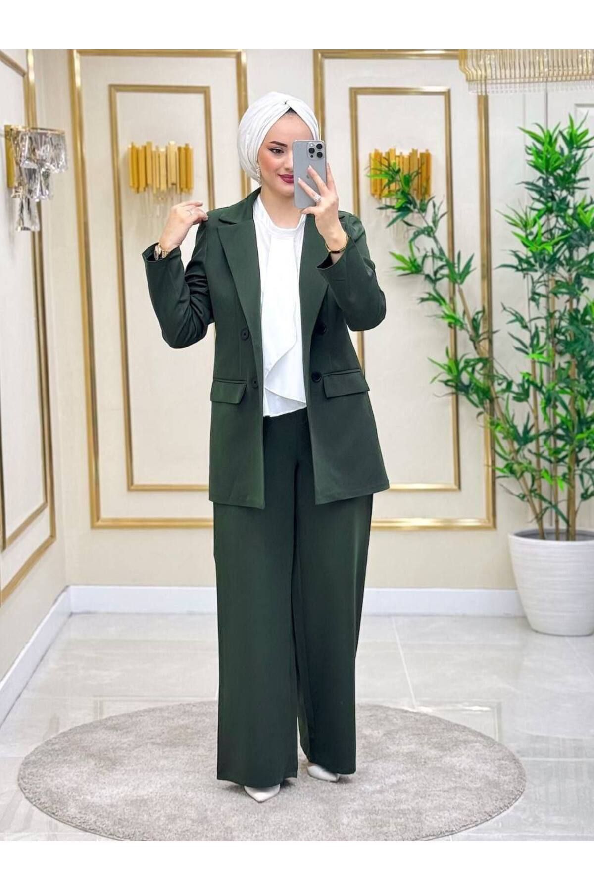 NHMODA GENİŞ PAÇA BLAZER 3’LÜ TESETTÜR TAKIMI