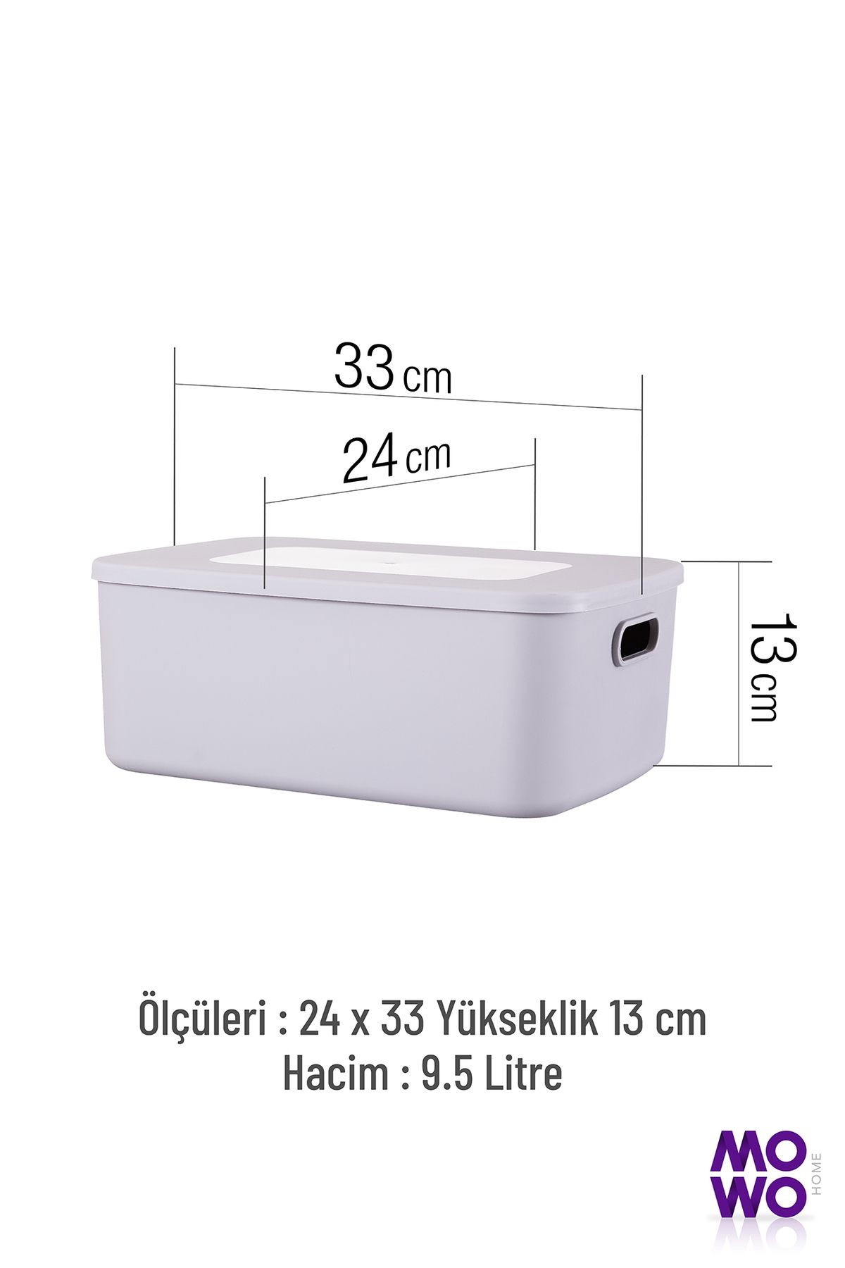 Mowo Home-9.5 Lt Grey Retro Box - Multi-Purpose Organizer Storage Box with Lid, Organizer 3