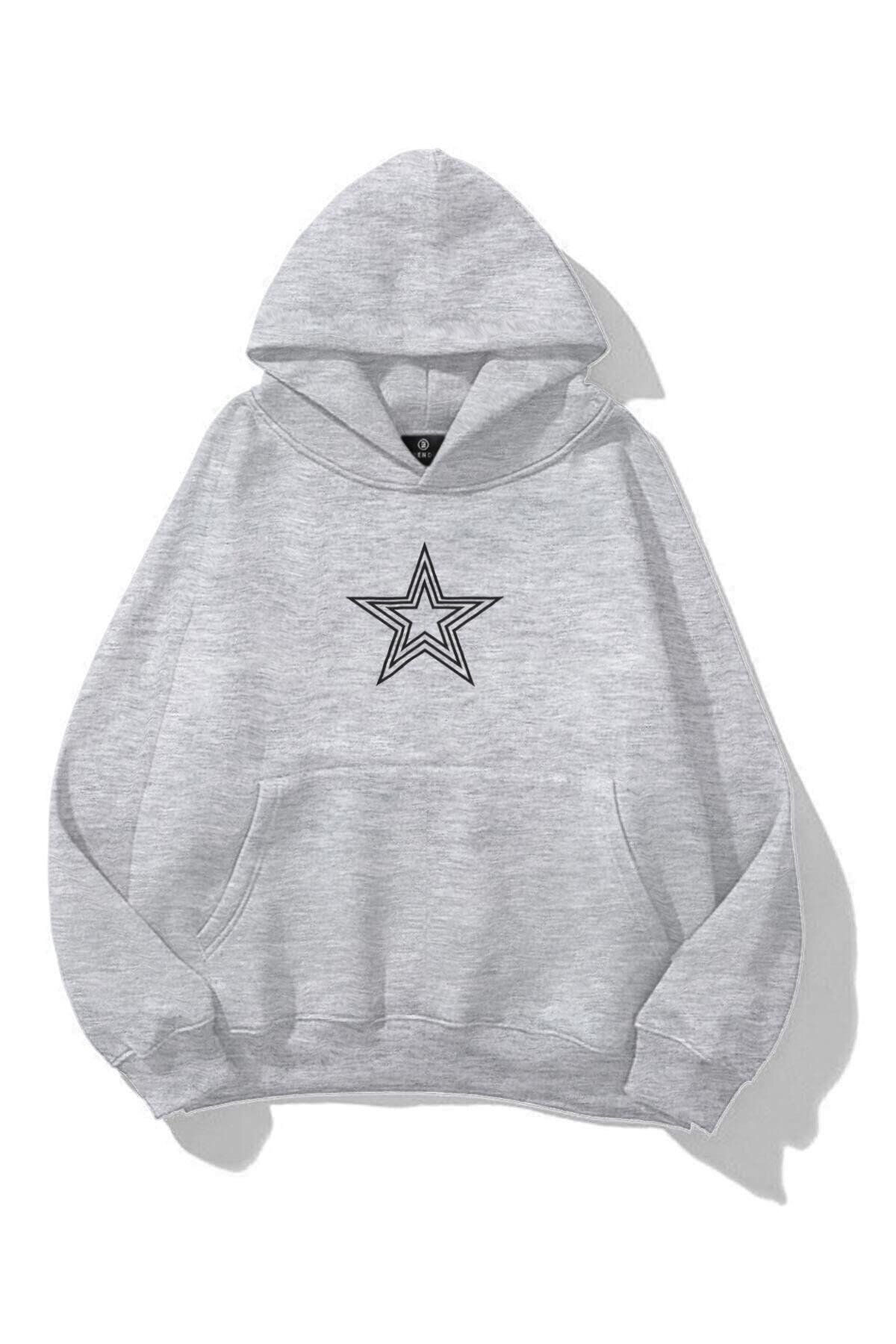 ACTIVE MODA Unisex Star Stroke Sweatshirt Gri melanj