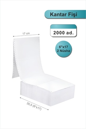 POZİTİF FORM 6x17 Kantar Fişi 2 Nüsha 2000 Adet , Beyaz Otokopili Sürekli For...