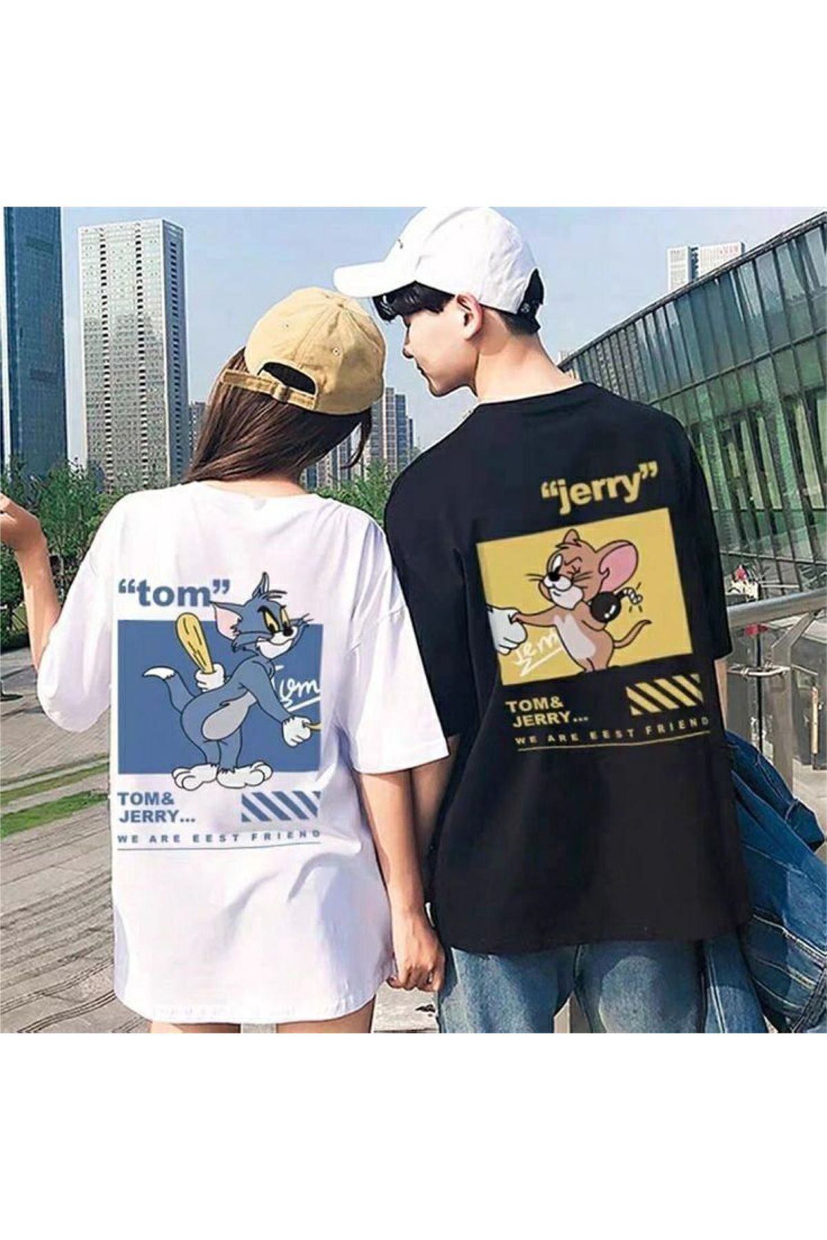 New Shine 2 li Çift Sevgililer Günü Özel Tasarımlı Hediye Doğum Günü Kombin Unisex Oversize Tişört T-shirt