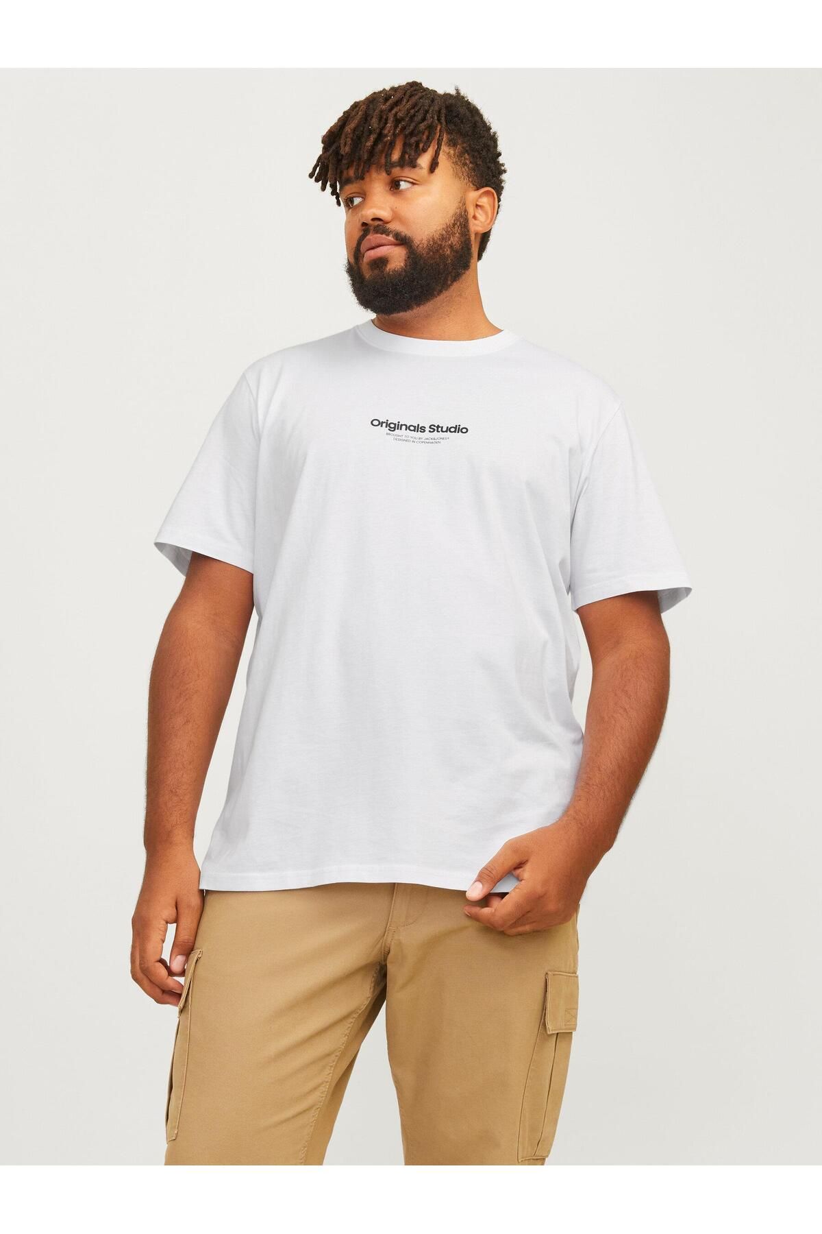 Jack & Jones Büyük Beden Baskılı Basic Erkek T-Shırt 12248177