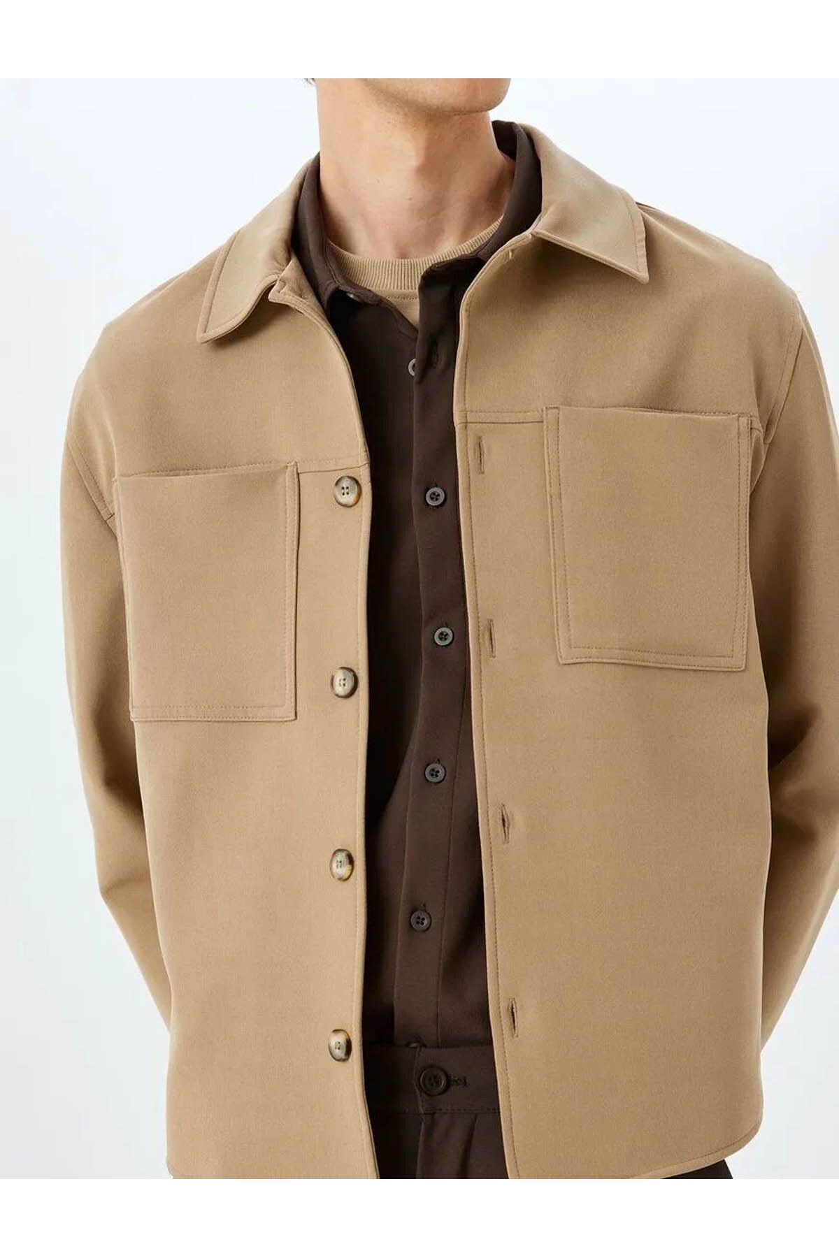 Koton-Men's Beige Jacket with Pocket Detail 5Skt30005Hw 5