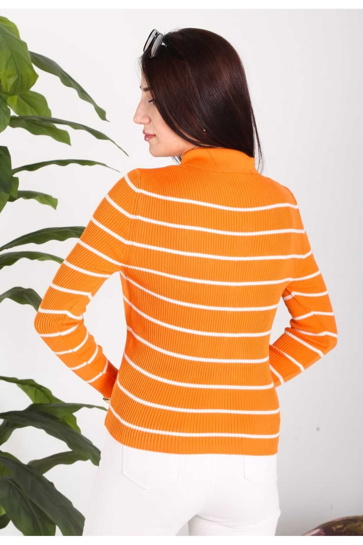 Butik-Colecția Zeyoo CARDIGAN SEZONIER DE BUMBAC DE FEMEI CU GÂT POLO CU DUNĂ 4