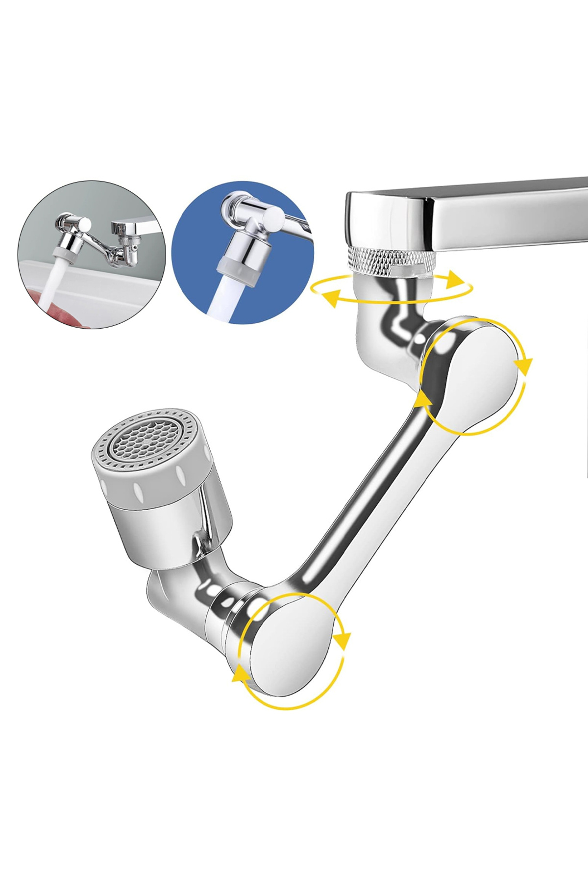 Monte Lua 2 Fonksiyonlu Evrensel Musluk Ucu Filtre Musluk Başlığı, 1080° çok fonksiyonlu döner musluk,
