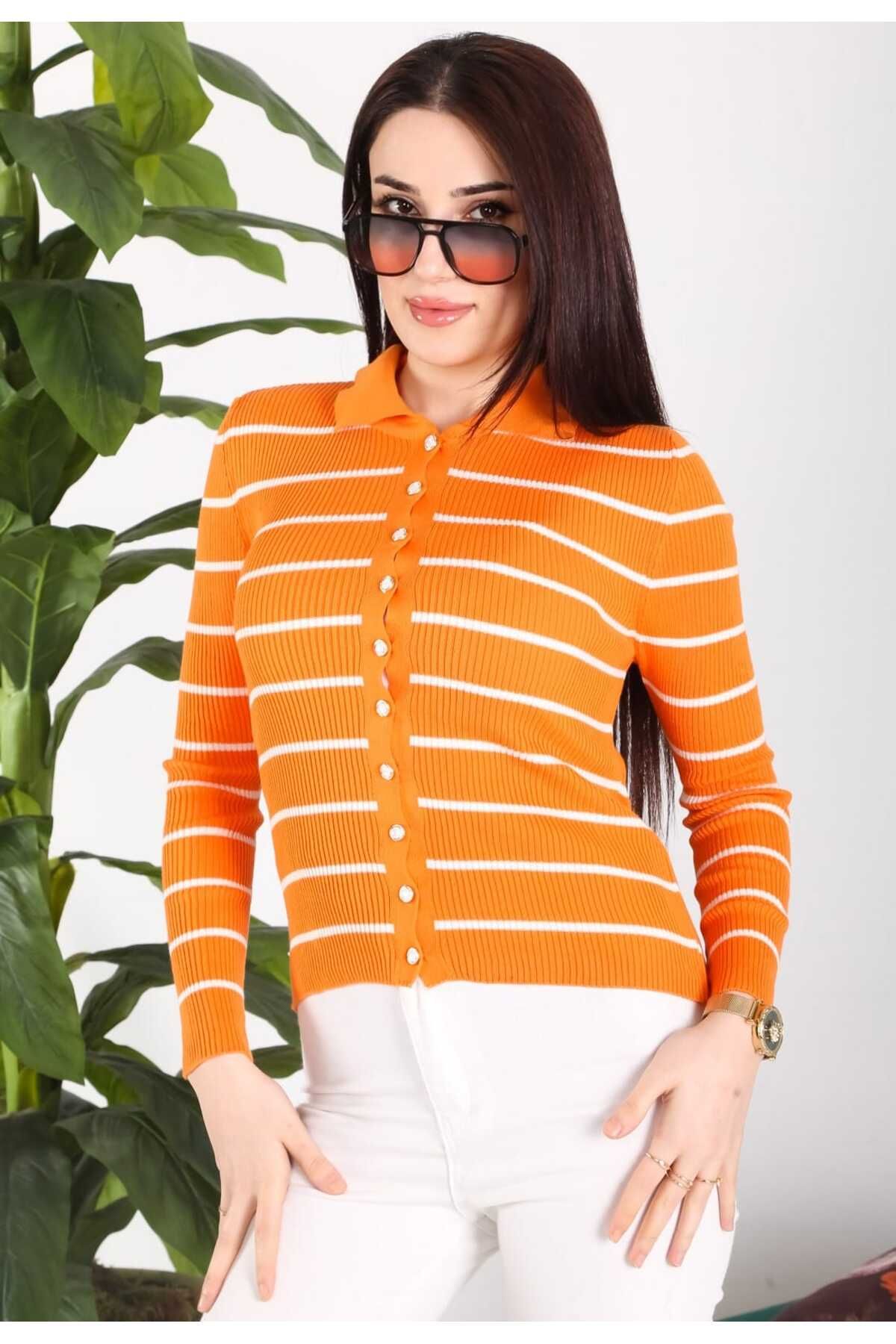 Butik-Colecția Zeyoo CARDIGAN SEZONIER DE BUMBAC DE FEMEI CU GÂT POLO CU DUNĂ 3