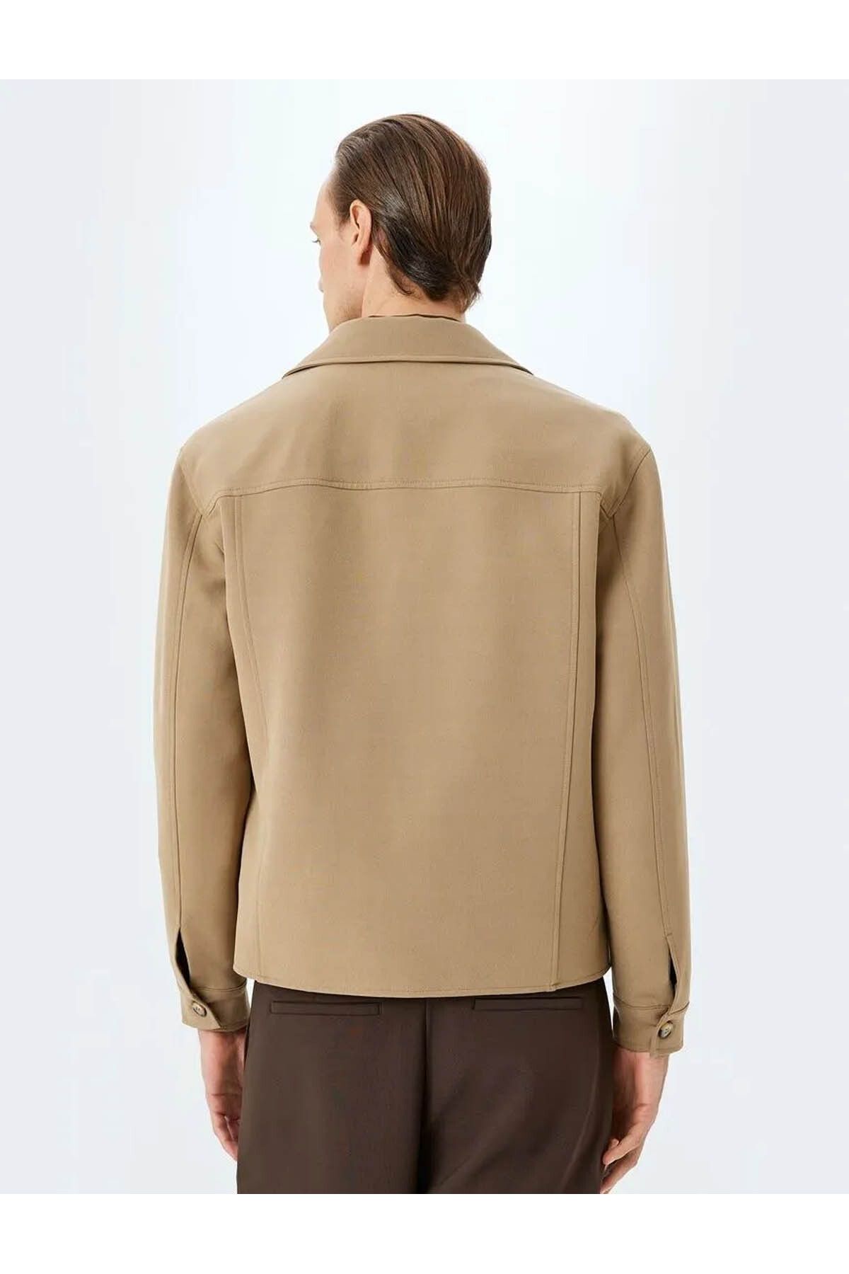 Koton-Men's Beige Jacket with Pocket Detail 5Skt30005Hw 4