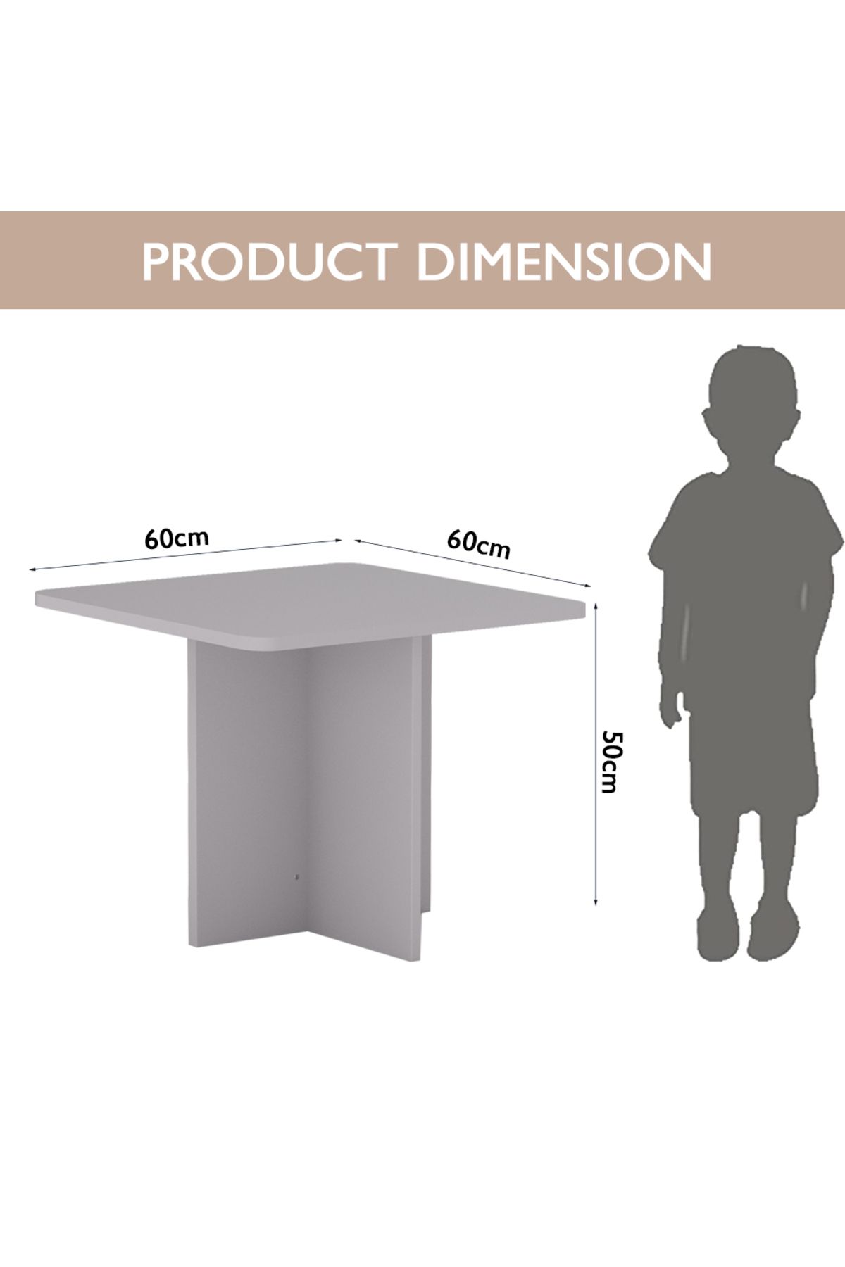 Mahmayi-CH01 Ergonomic Child Desk 60x60x50 Low height With Round Edges (Light Grey, Single Table 60x50cms) 2