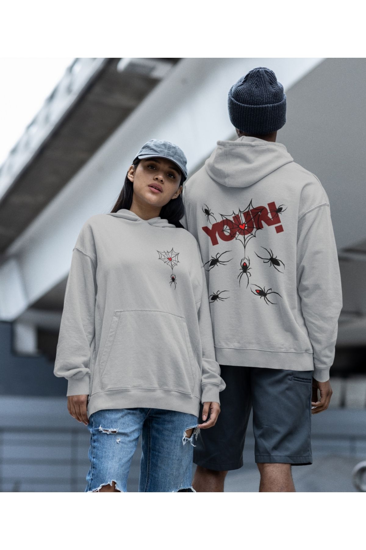 Terziligiyin Your kalpli örümcek ağı sevgili sweatshirt kombini ikili set