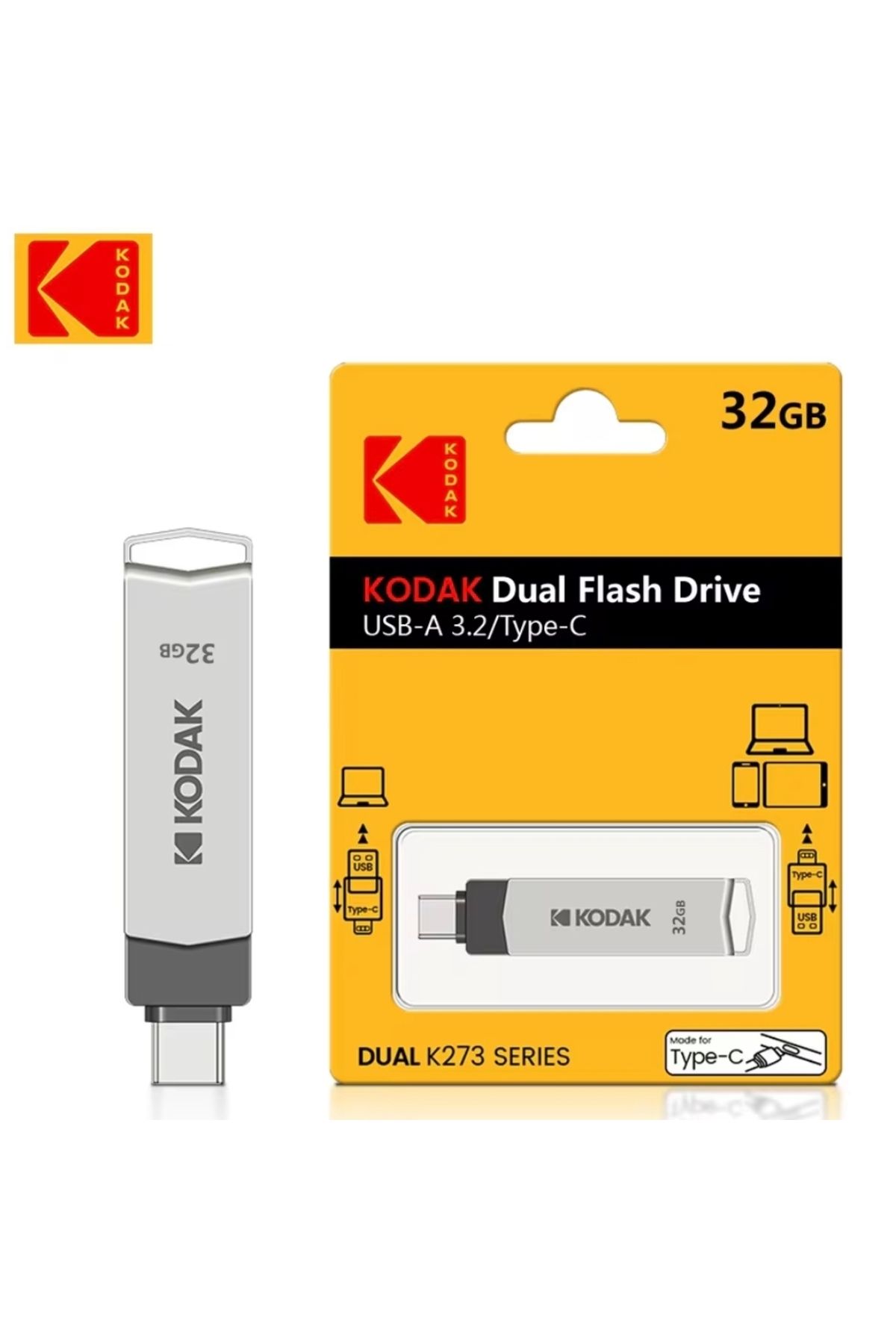 Kodak-K273 32Gb.Type-C and USB 3.2 Type-C Input High-Speed Suitable for All Phones iPhone 15/16 Series 5