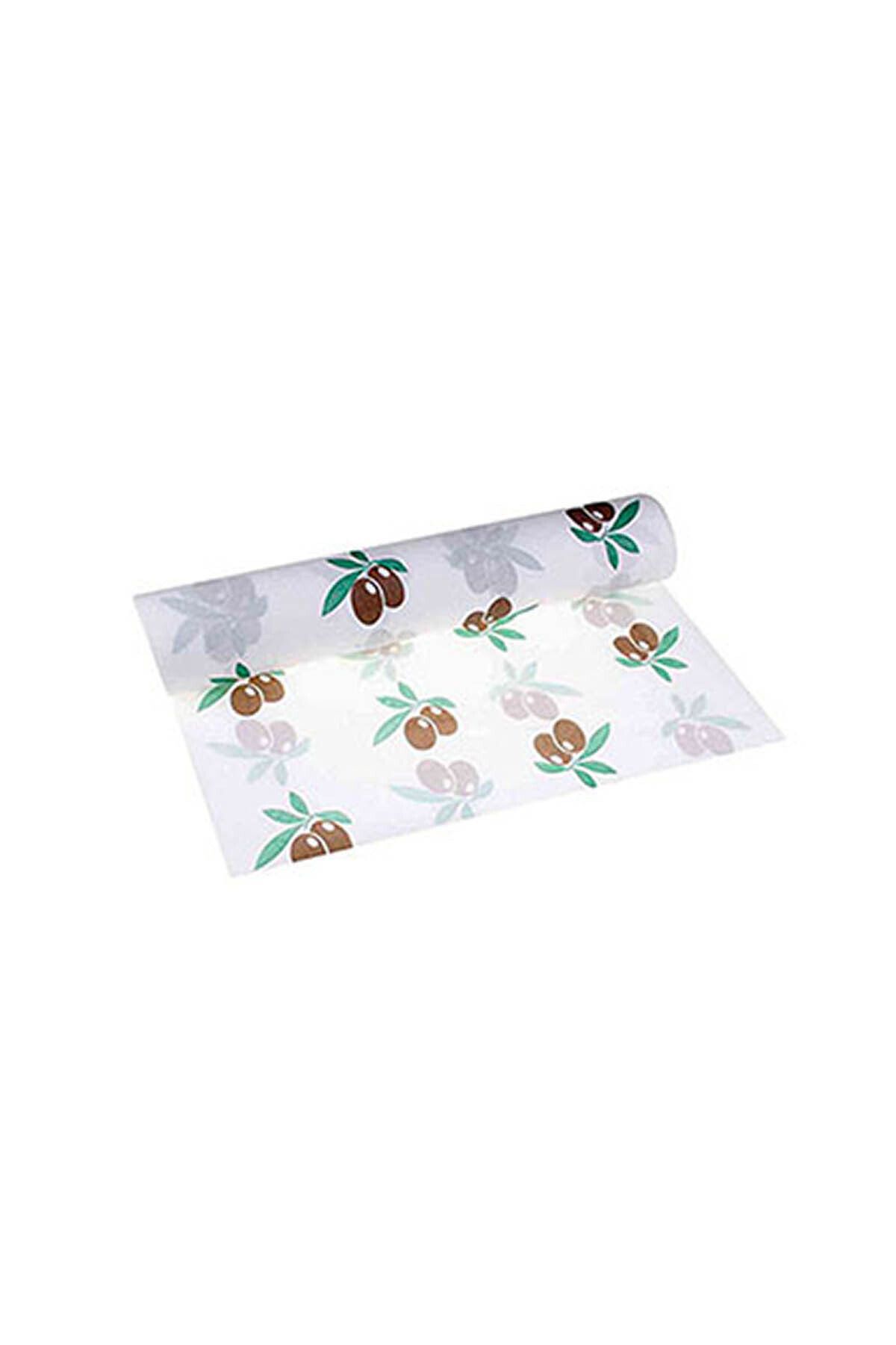 Roll-Up Tek Kullanımlık Kağıt Laminelli Masa Örtüsü - 100x150 Cm. - Zeytin Desenli