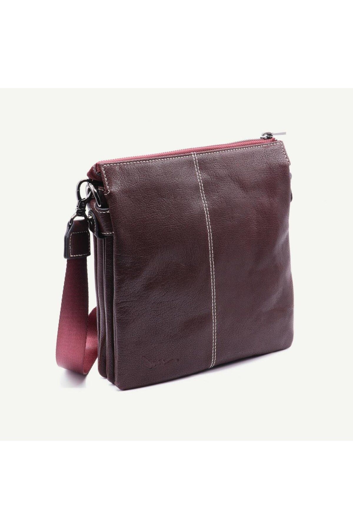 Uderra Leather Uderra Unisex Hakiki Deri Bordo Postacı Çantası - S3EK0314