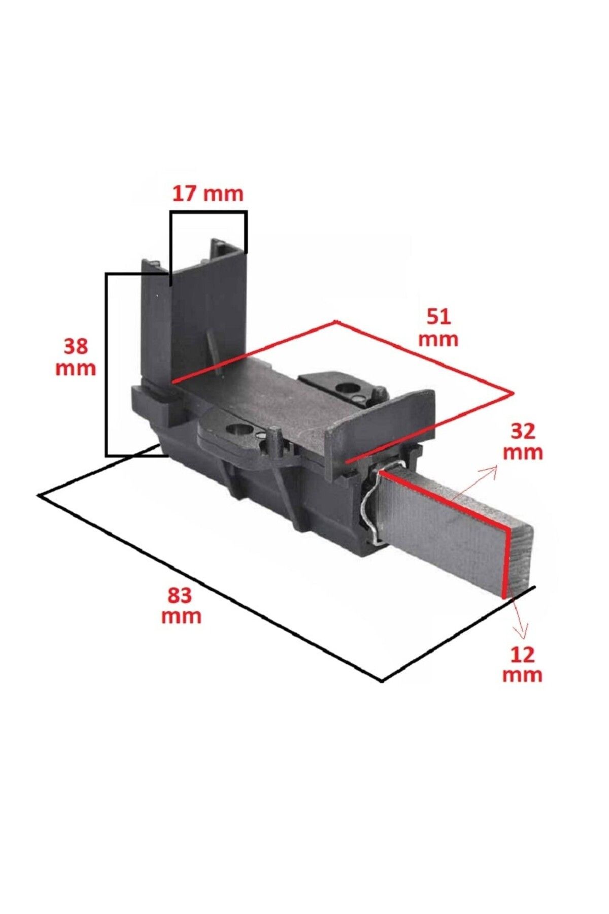 Ozba Ticaret Arçelik Uyumlu 7104H Çamaşır Makinesi Motor Kömürü Kılıflı Çeneli ( 5x12.5x32 ) 2 li