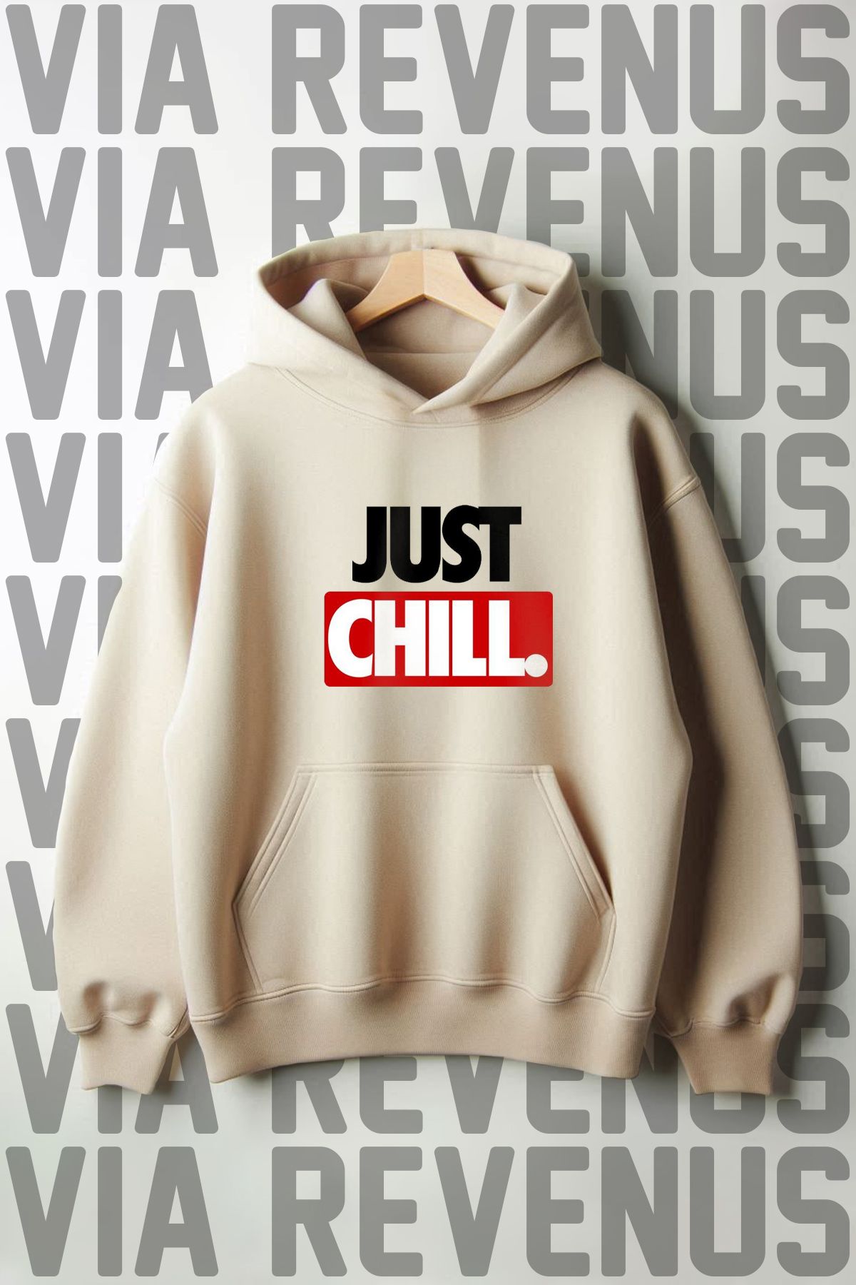 Vordevia Just Chill Baskılı Kapüşonlu Sweatshirt