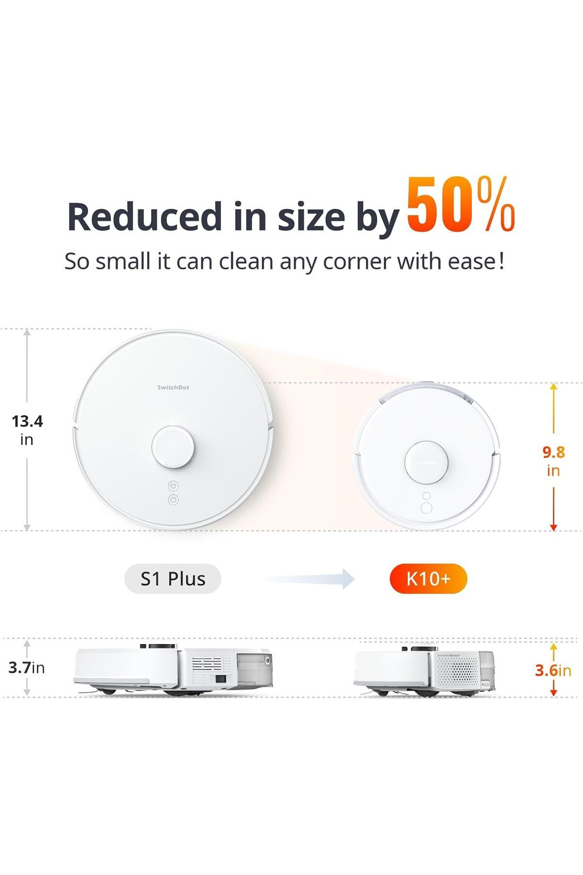 SwitchBot-Mini Robot Vacuum K10+ with Self-Empty Base for 70-Day of Cleaning 2500Pa Suction with voice control 8