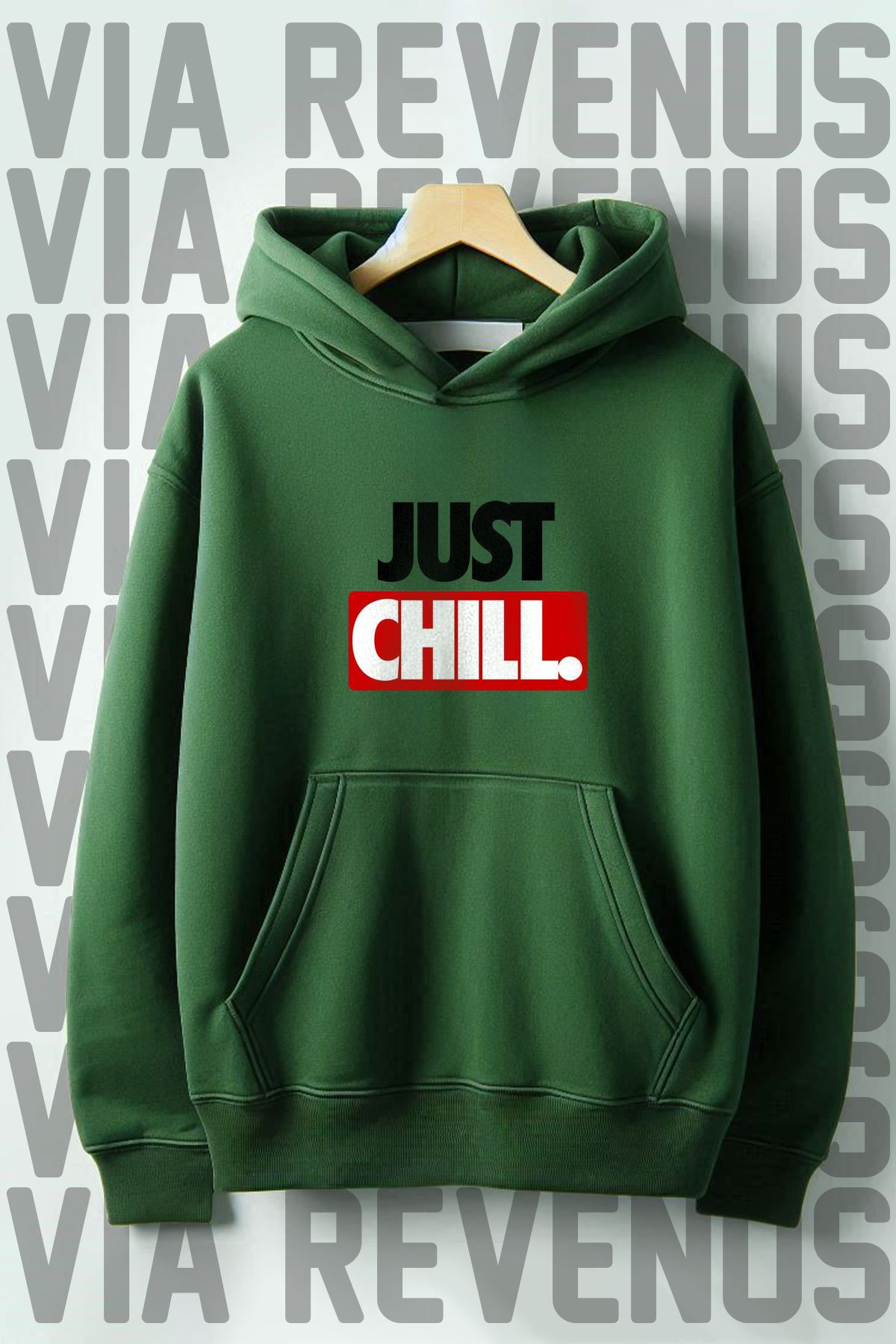 Vordevia Just Chill Baskılı Kapüşonlu Sweatshirt