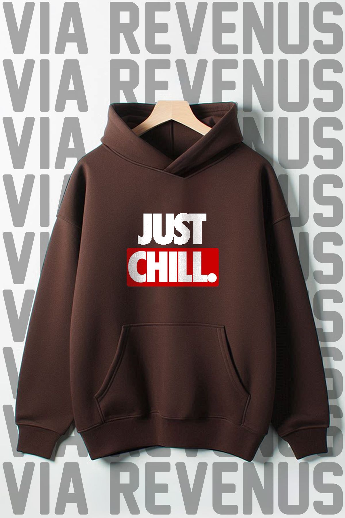 Vordevia Just Chill Baskılı Kapüşonlu Sweatshirt