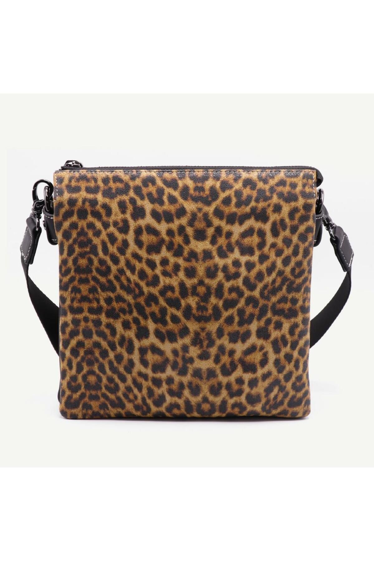 Uderra Leather Uderra Kadın Hakiki Deri Sarı Leopar Postacı Çantası - S3EK0304