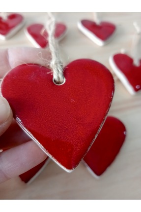 GÜLDANE SANAT ATÖLYESİ Seramik Kalp Süs 10 Adet