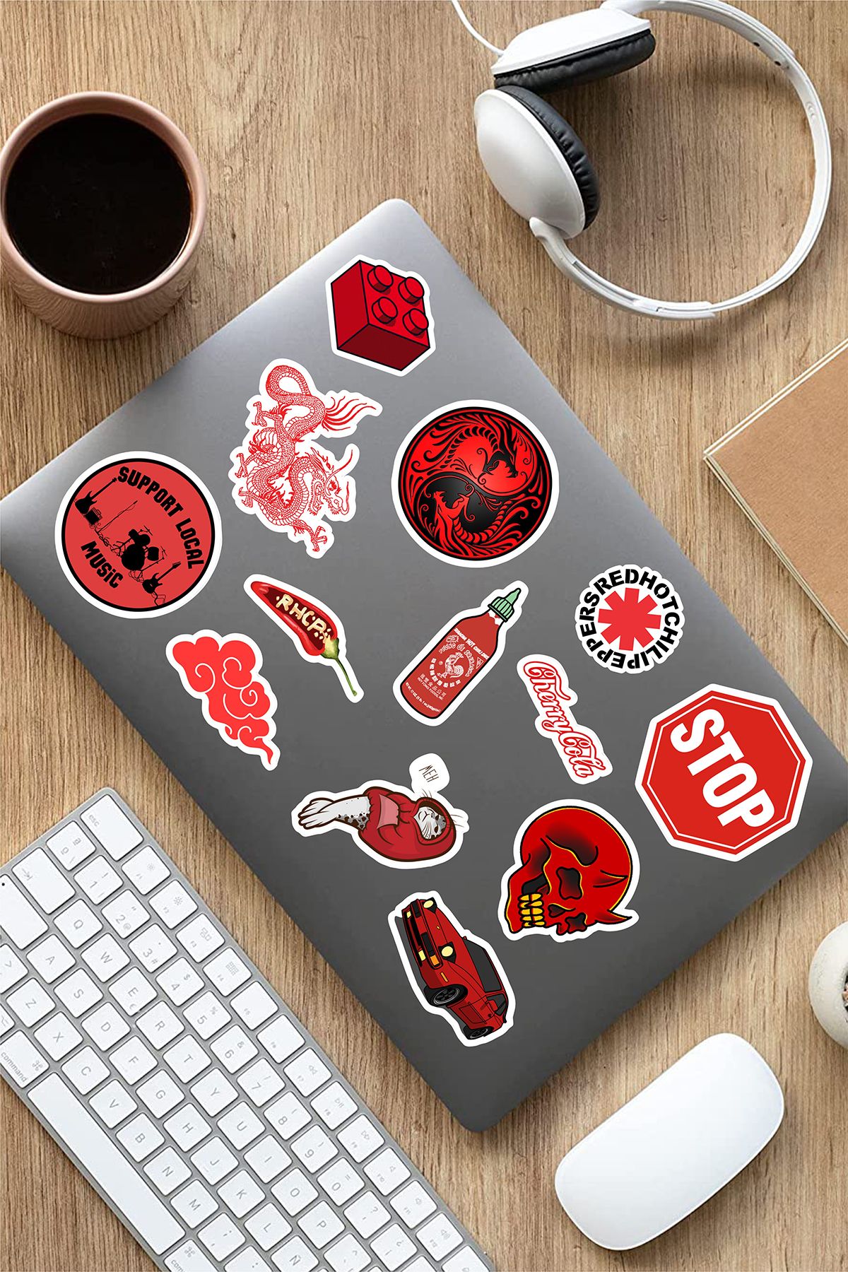 AR Sticker Vsco Red Laptop Notebook Tablet Sticker Set 7