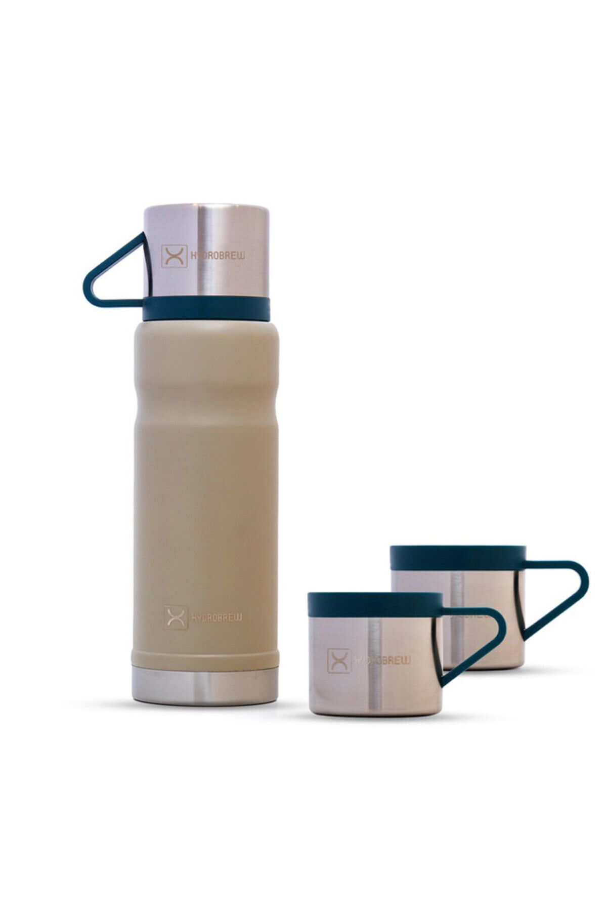 Hydrobrew-Insulated 650ml Vacuum Flask w/ 2x 150ml Cup-Ivory 1