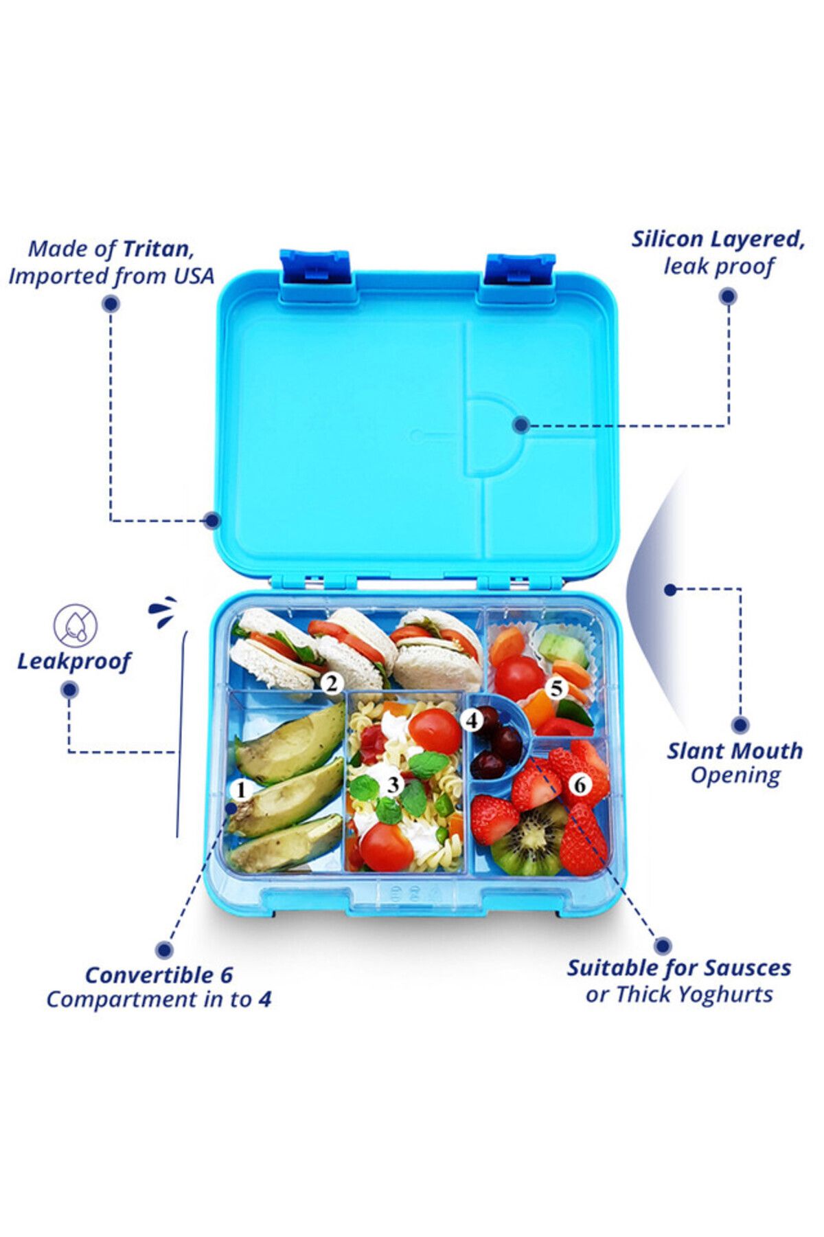 Eazy Kids-Eazy Kids Bento Boxes wt Insulated Lunch Bag Combo - Jawsome Shark Blue 4