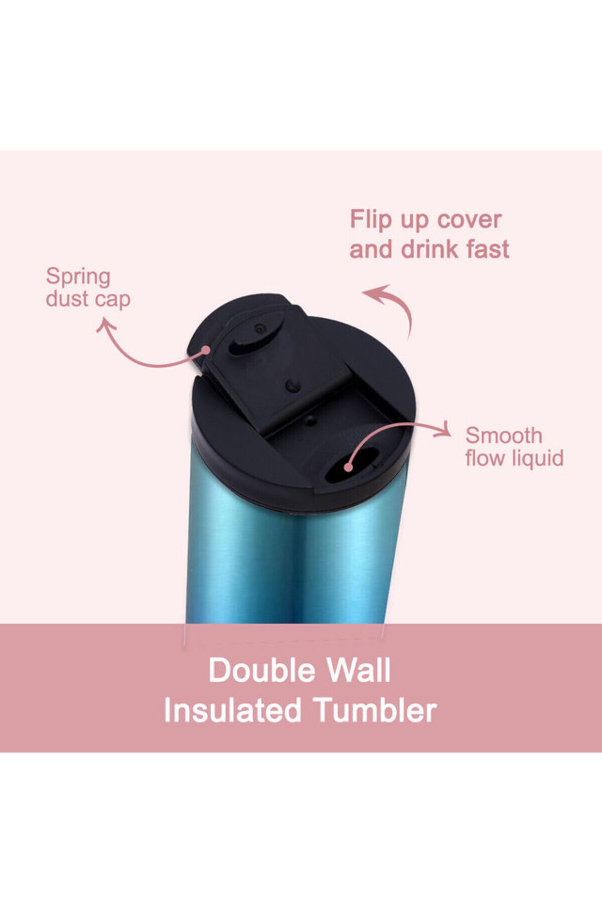 Hydrobrew-Double Wall Insulated Tumbler Water Bottle - Blue, 400ml 4