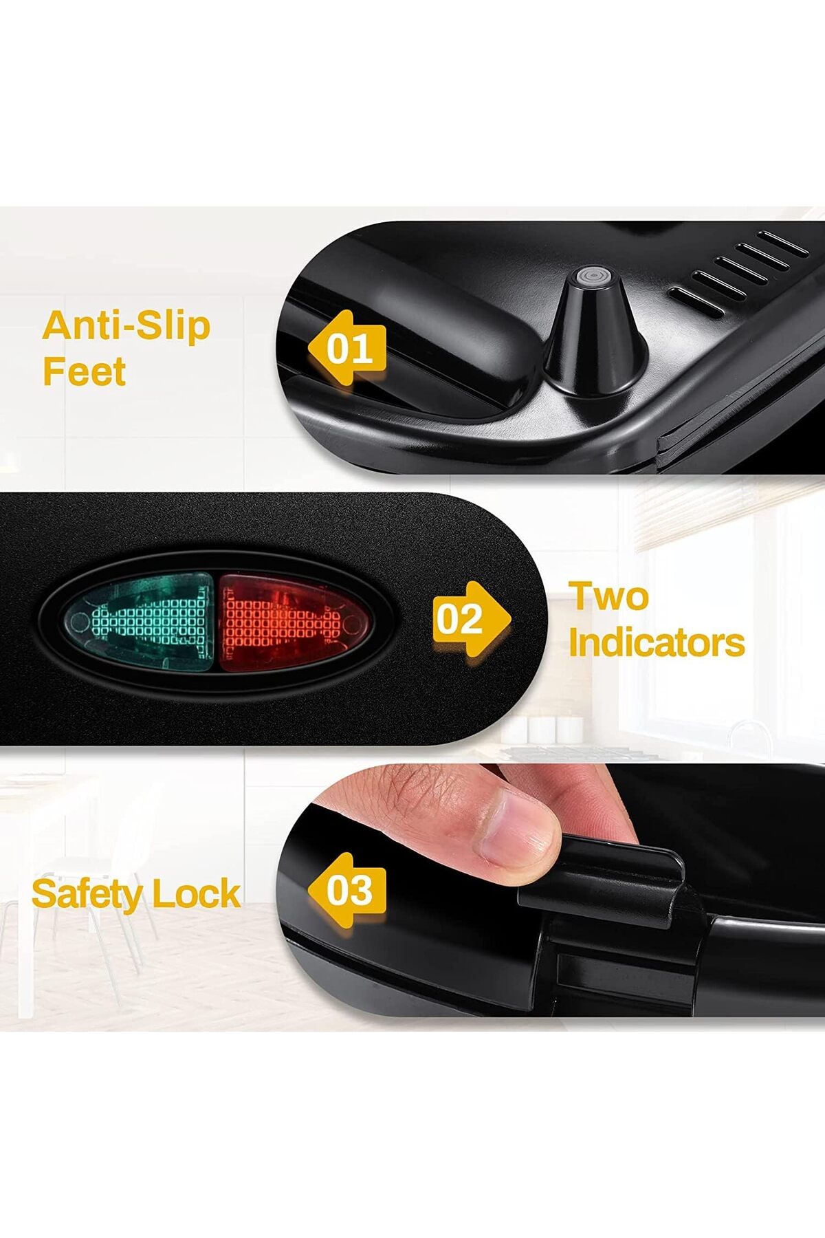 شواية بانيني كهربائية بقوة 750 واط | صانعة ساندويتشات الإفطار مع ألواح تسخين غير لاصقة على الوجهين