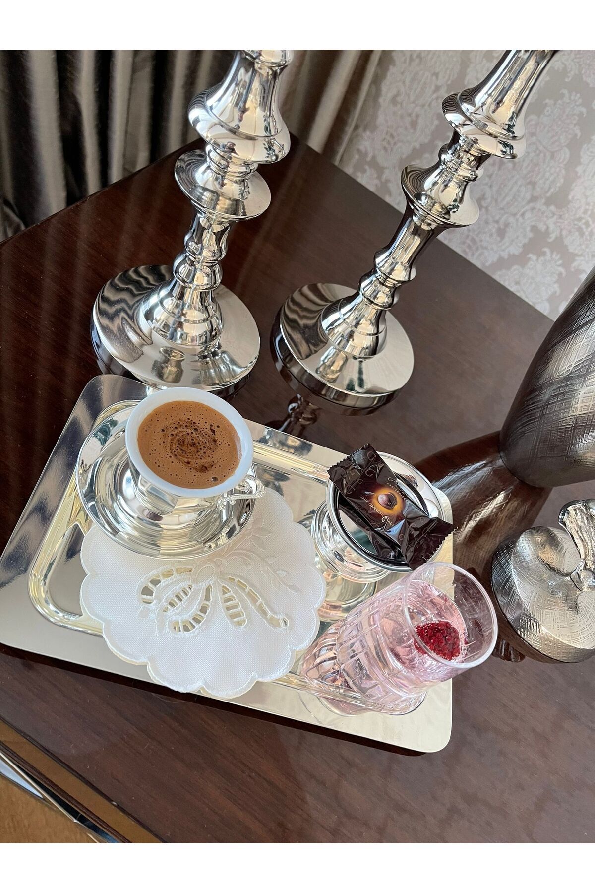 QBR Home-Șervețel de prezentare pentru cocktail brodat cu broderie manuală. Model fluture (1 bucată) 7