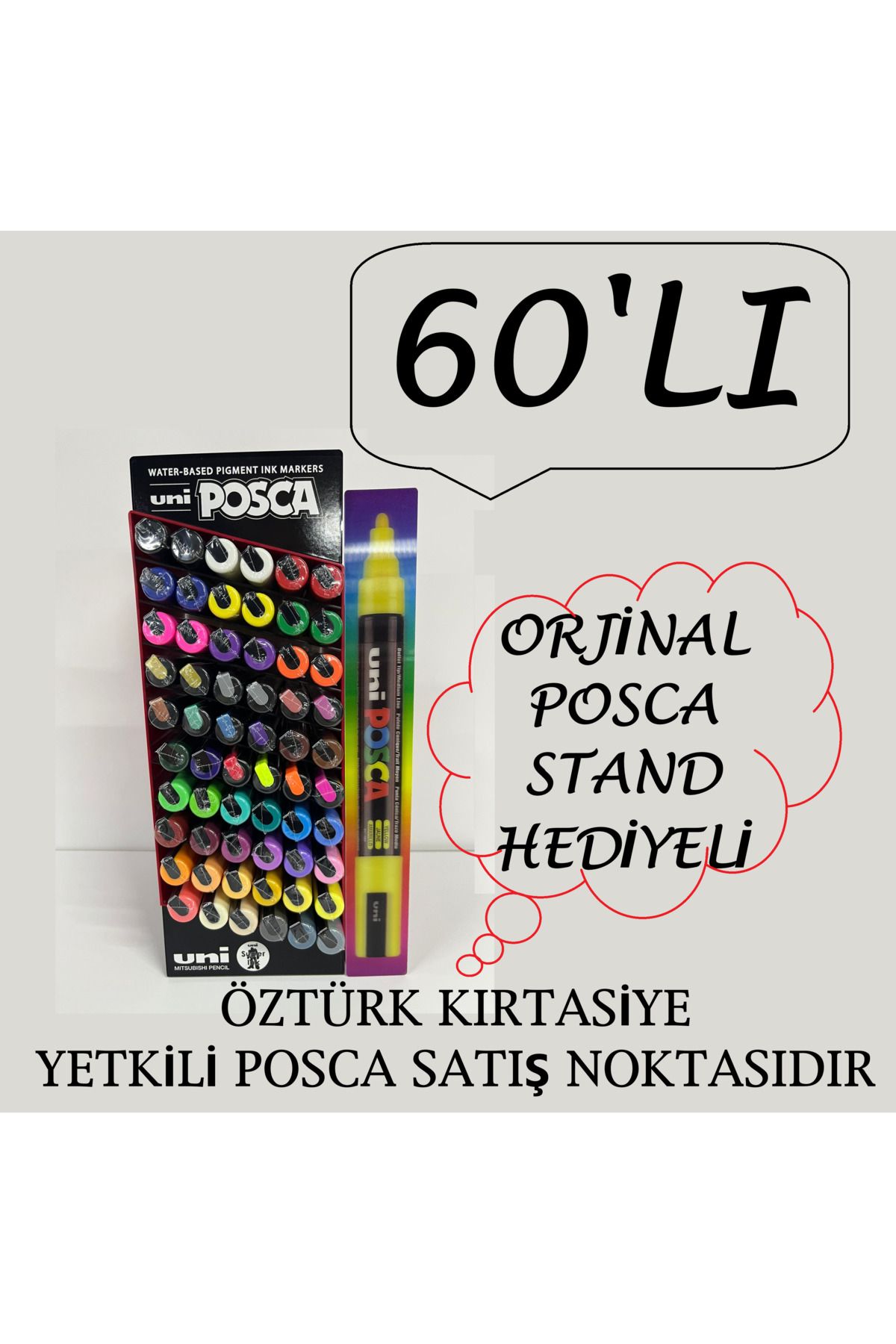 Uni-Posca Giant Set of 60 with Stand Gift (49 Different Colors) Pc-5M (1.8-2.5mm) Poska Pc5M Pc - 5m 1