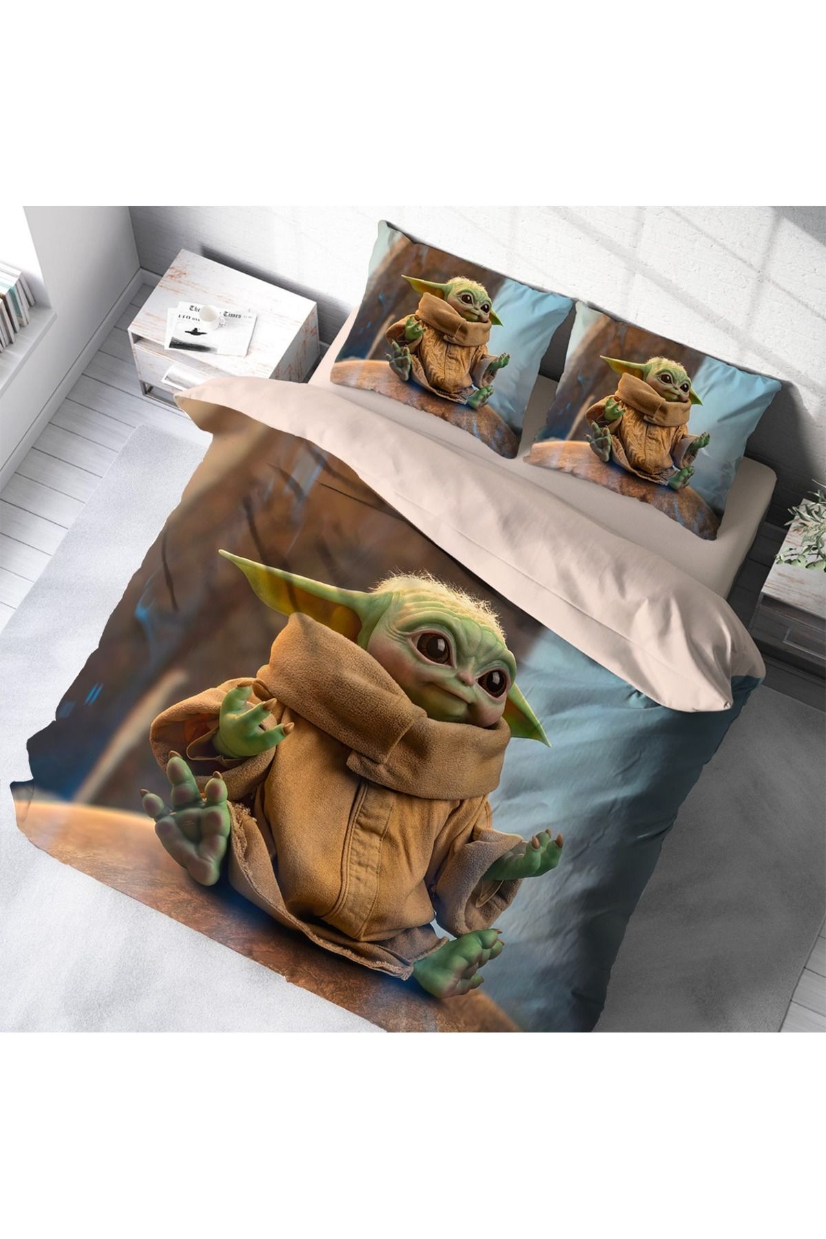 Home Nevresimhome Çift Kişilik Yoda 3D Dijital Baskıli Nevresim Takımı