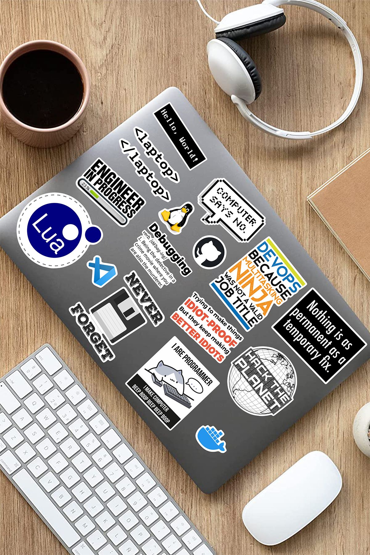 AR Sticker Yazılım & Yazılımcı Temalı Laptop Notebook Tablet Sticker Set 7