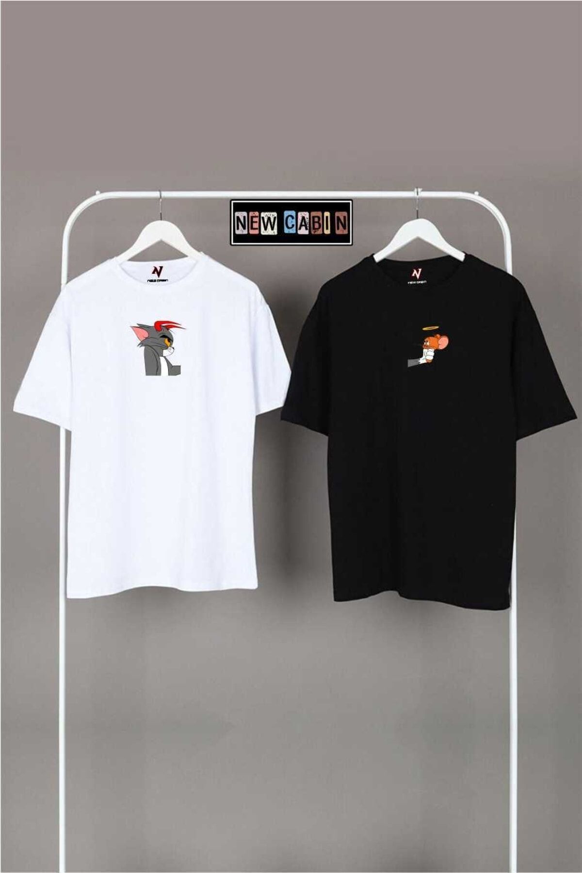 YOHO SPORT Yeni Sezon Unisex Siyah-beyaz Oversize Çift Kombinleri 2'li T-shirt