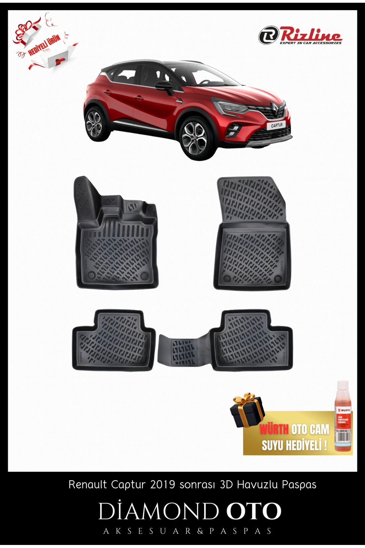 Rizline Renault Captur 3d havuzlu paspas 2019-2020-2021-2022-2023-2024