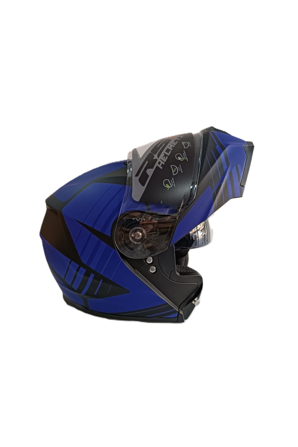 RS2 KASK ÇENE AÇILIR VİZÖRLÜ MAVİ-SİYAH RS2 ECE 2206 BELGELİ L BEDEN