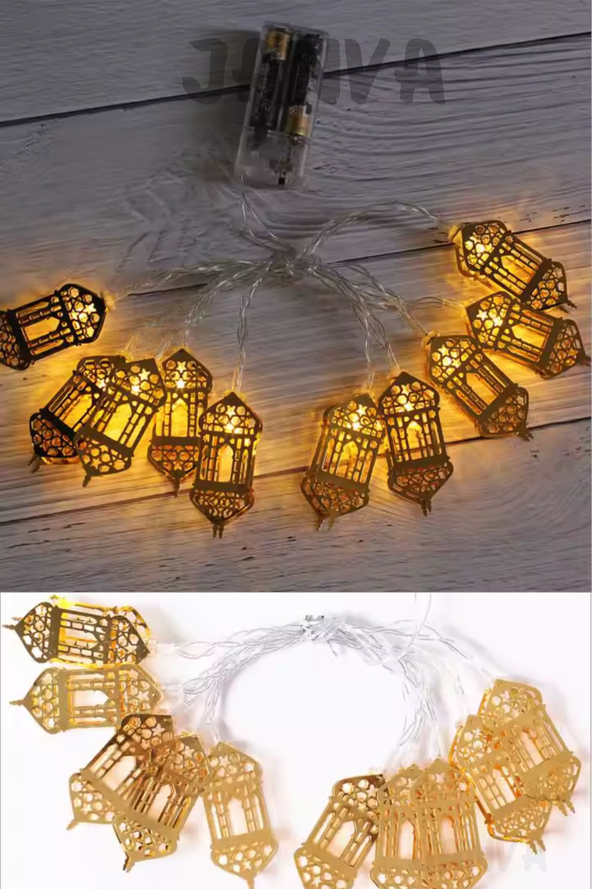 Janva Ramazan Ayı Namaz Köşesi Metal Gold Led Pilli Kandil Dini Sembollü Süsleme Dekor Işığı Led Ambiyans