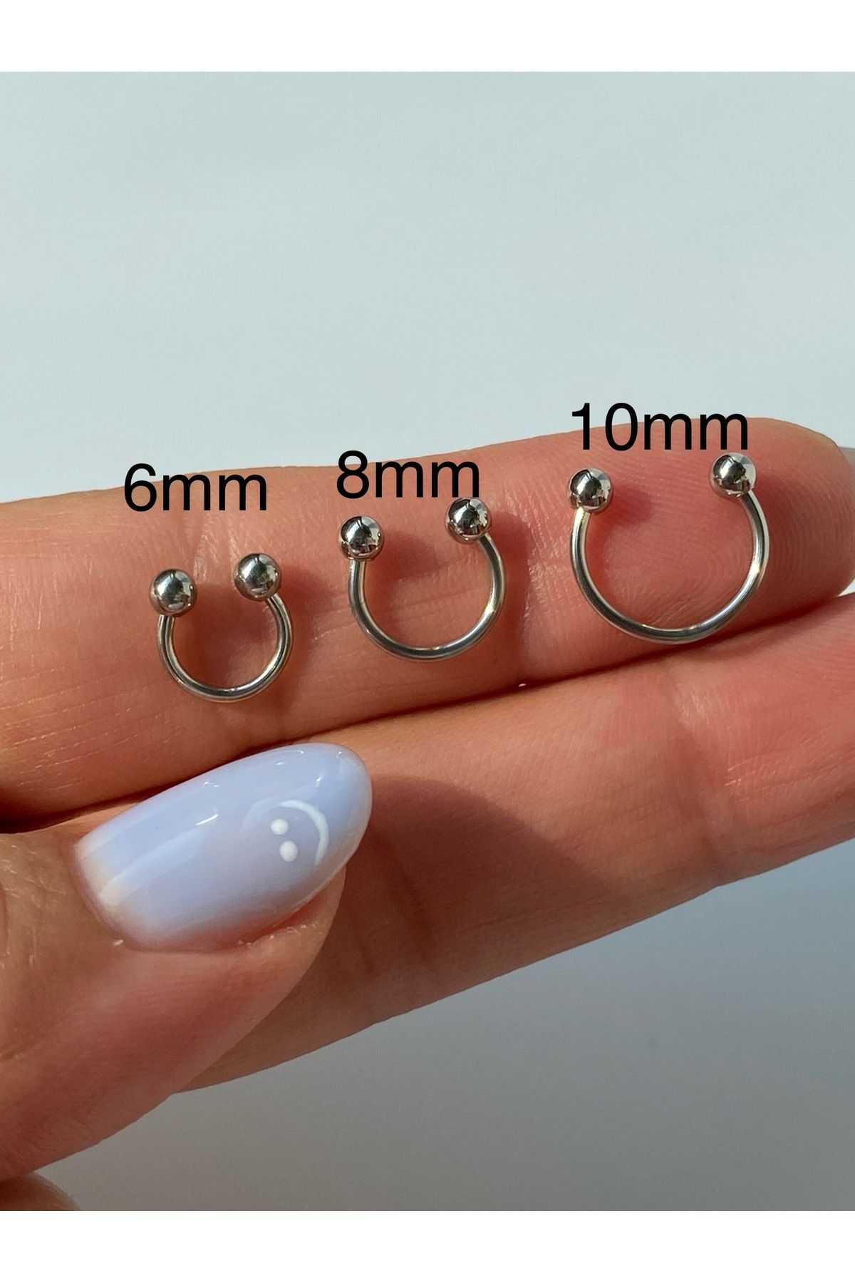 kurukafagift Smiley Piercing Çelik  Tragus, Helix, Rook, Kıkırdak Set 3 Adet