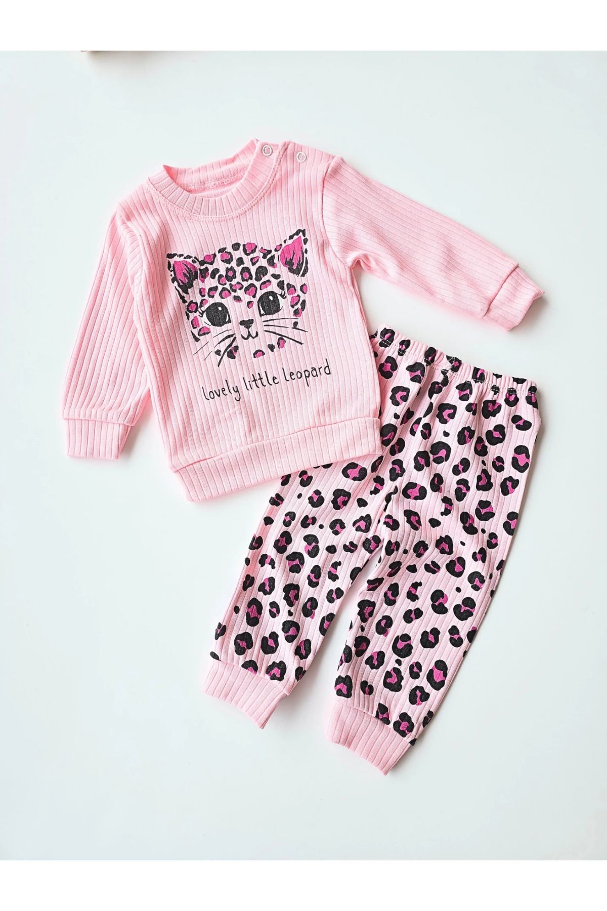 BEBEYOGİ Bebek takım lovely leopar baskılı 6-18 ay pembe