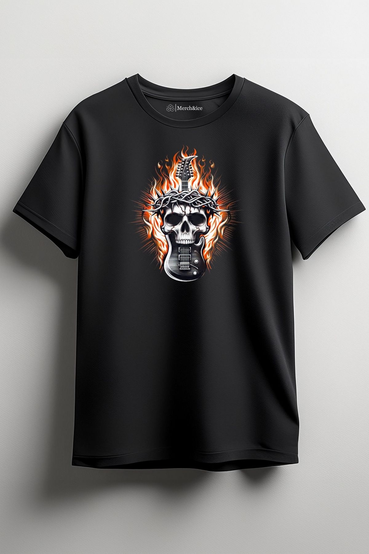 Merch&ice Gitar Kuru Kafa Baskılı Unisex T-Shirt